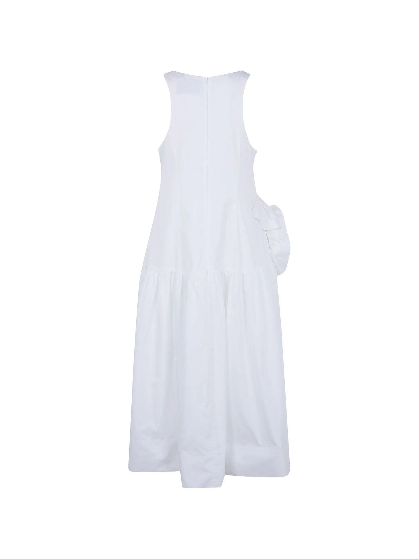 ruffled-detail sleeveless midi dress