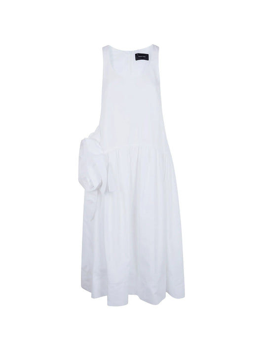 ruffled-detail sleeveless midi dress