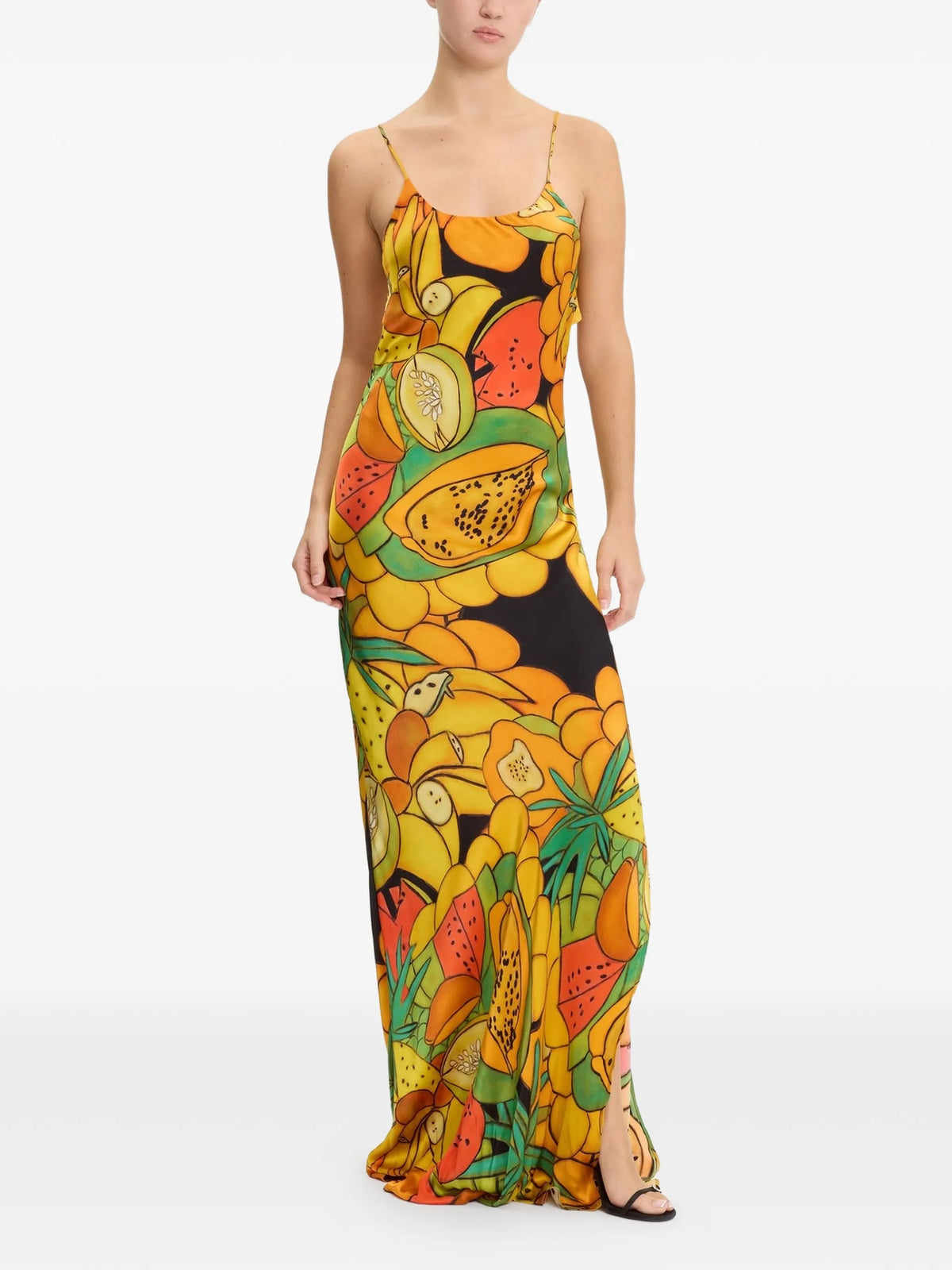 Frutas silk satin long dress