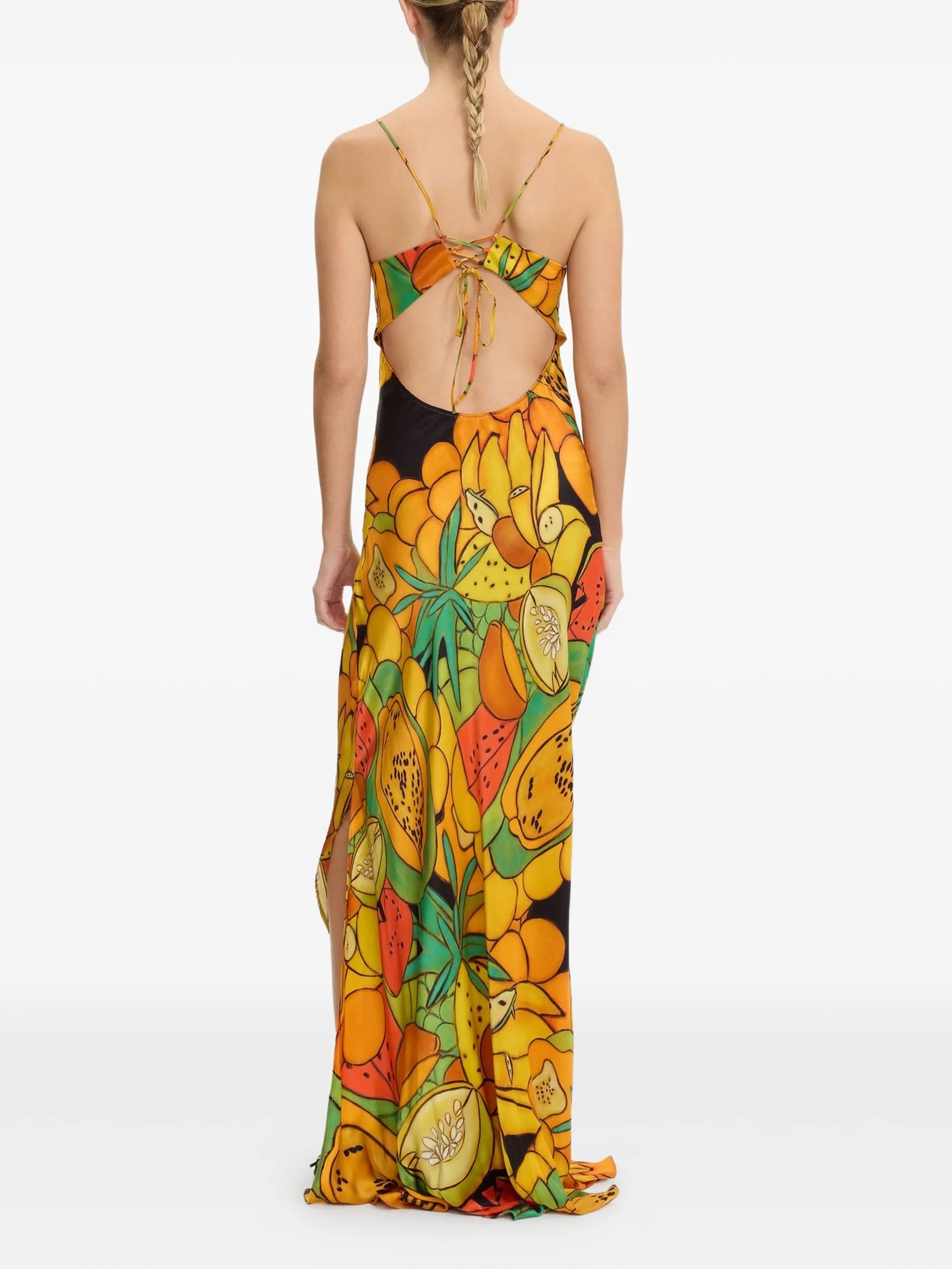 Frutas silk satin long dress