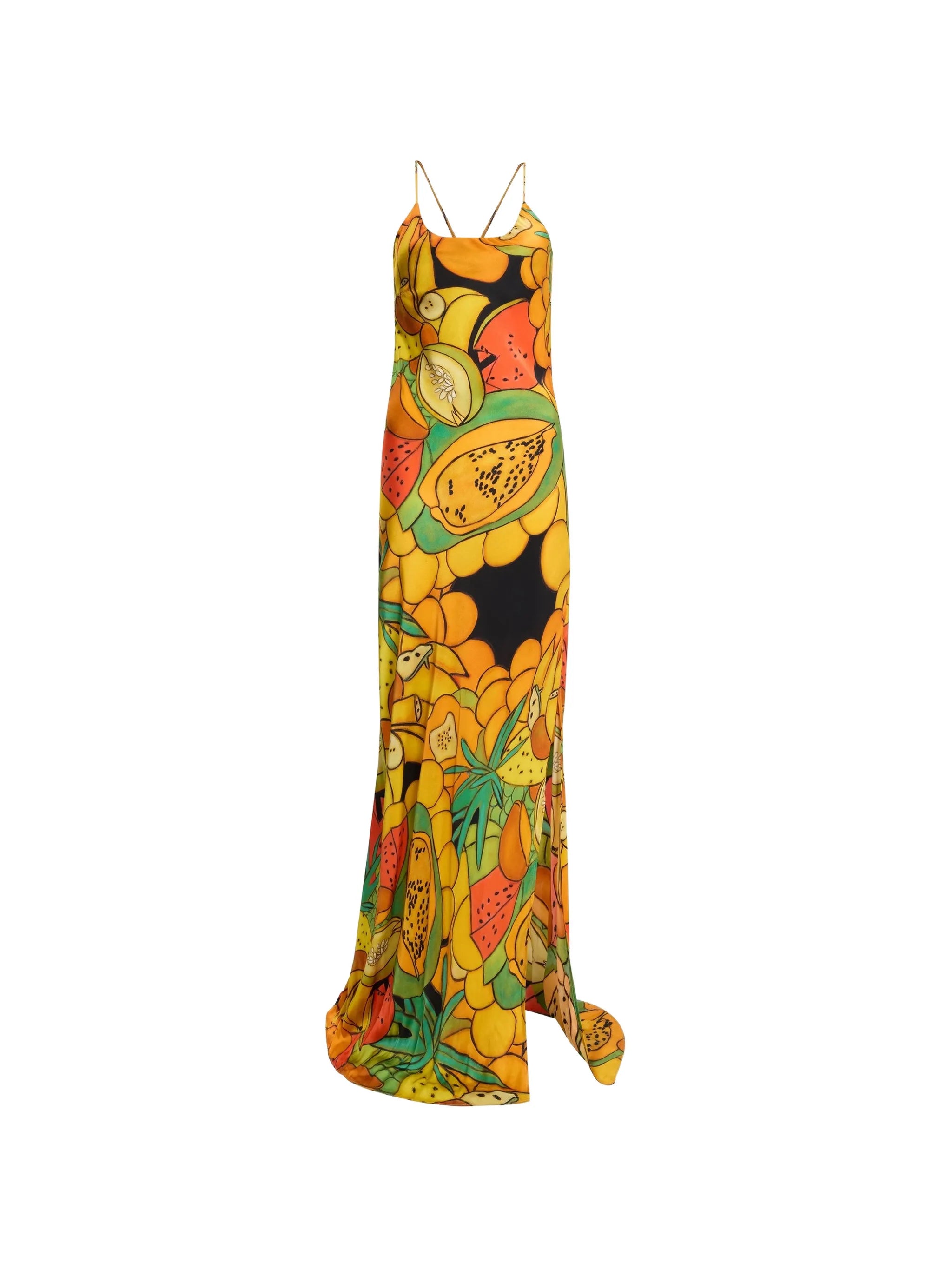 Frutas silk satin long dress