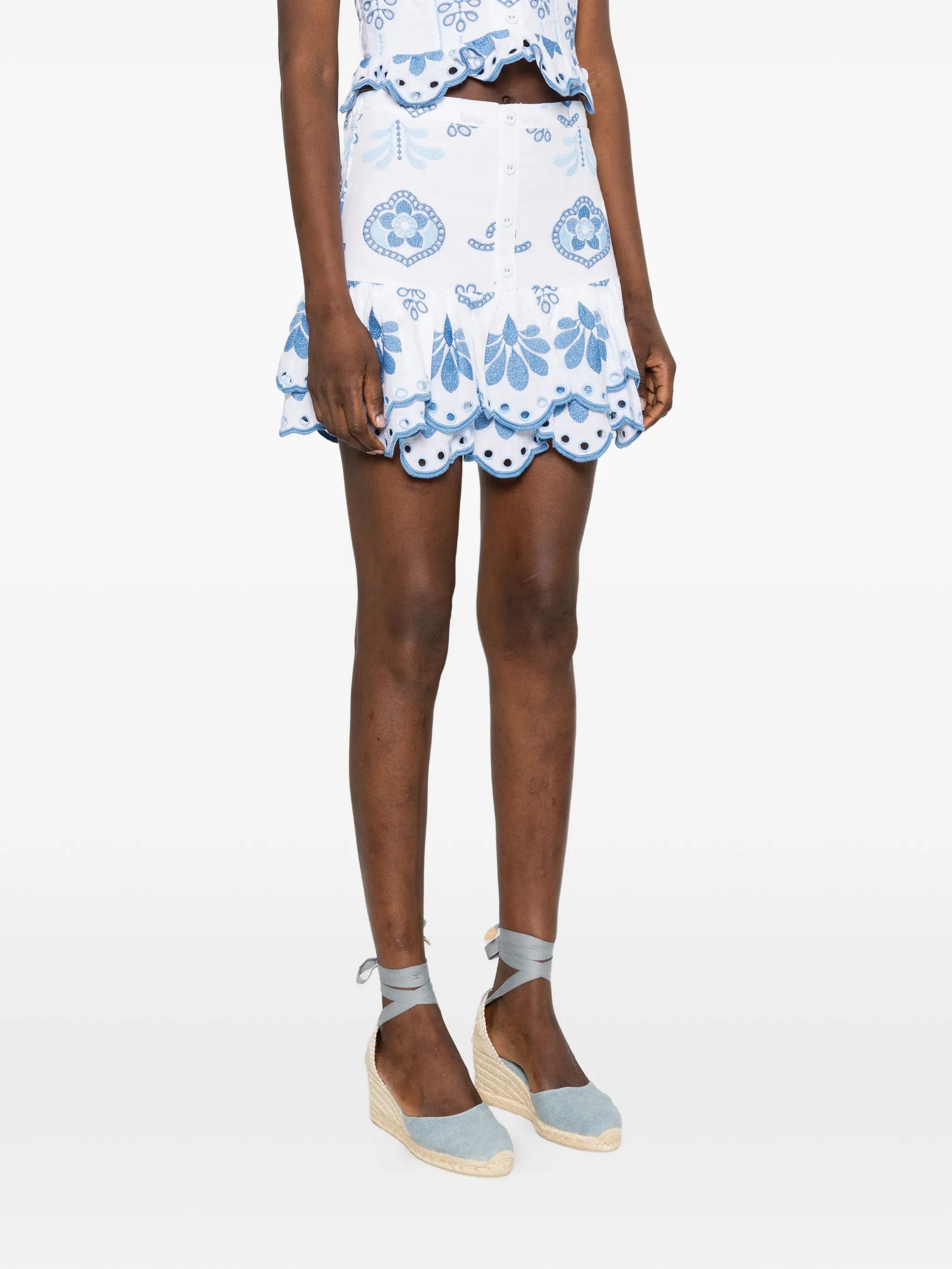 Leora embroidered mini skirt