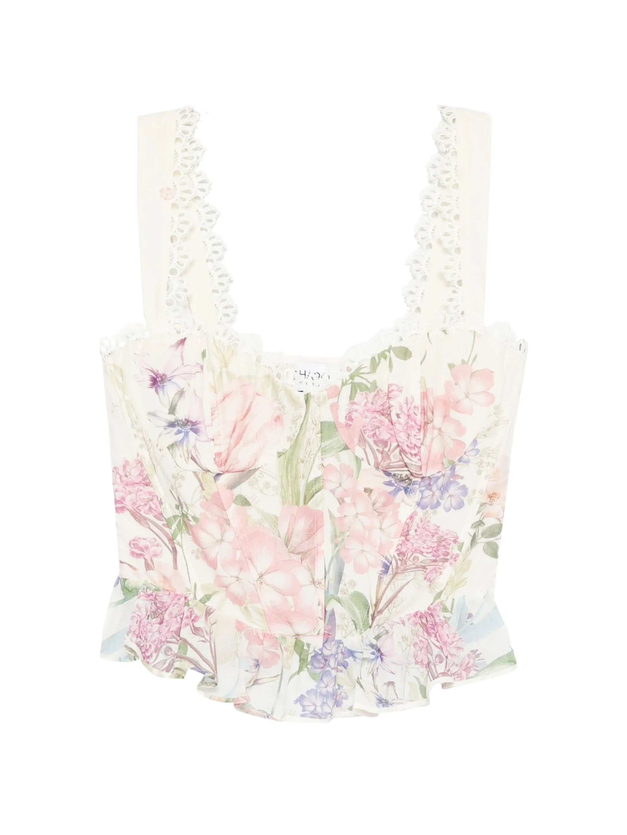 floral-print ruffled top