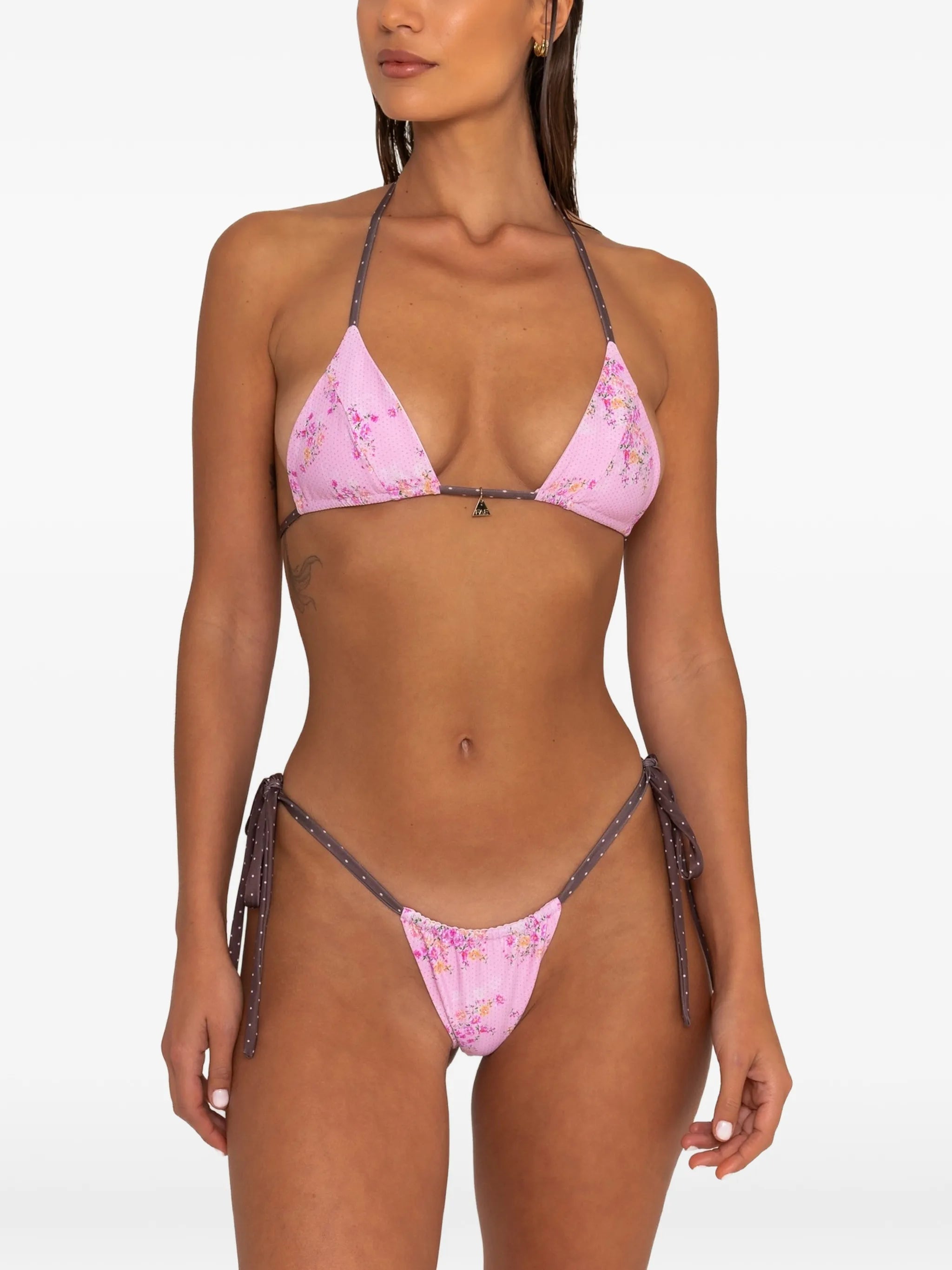 Honey reversible floral-print bikini top