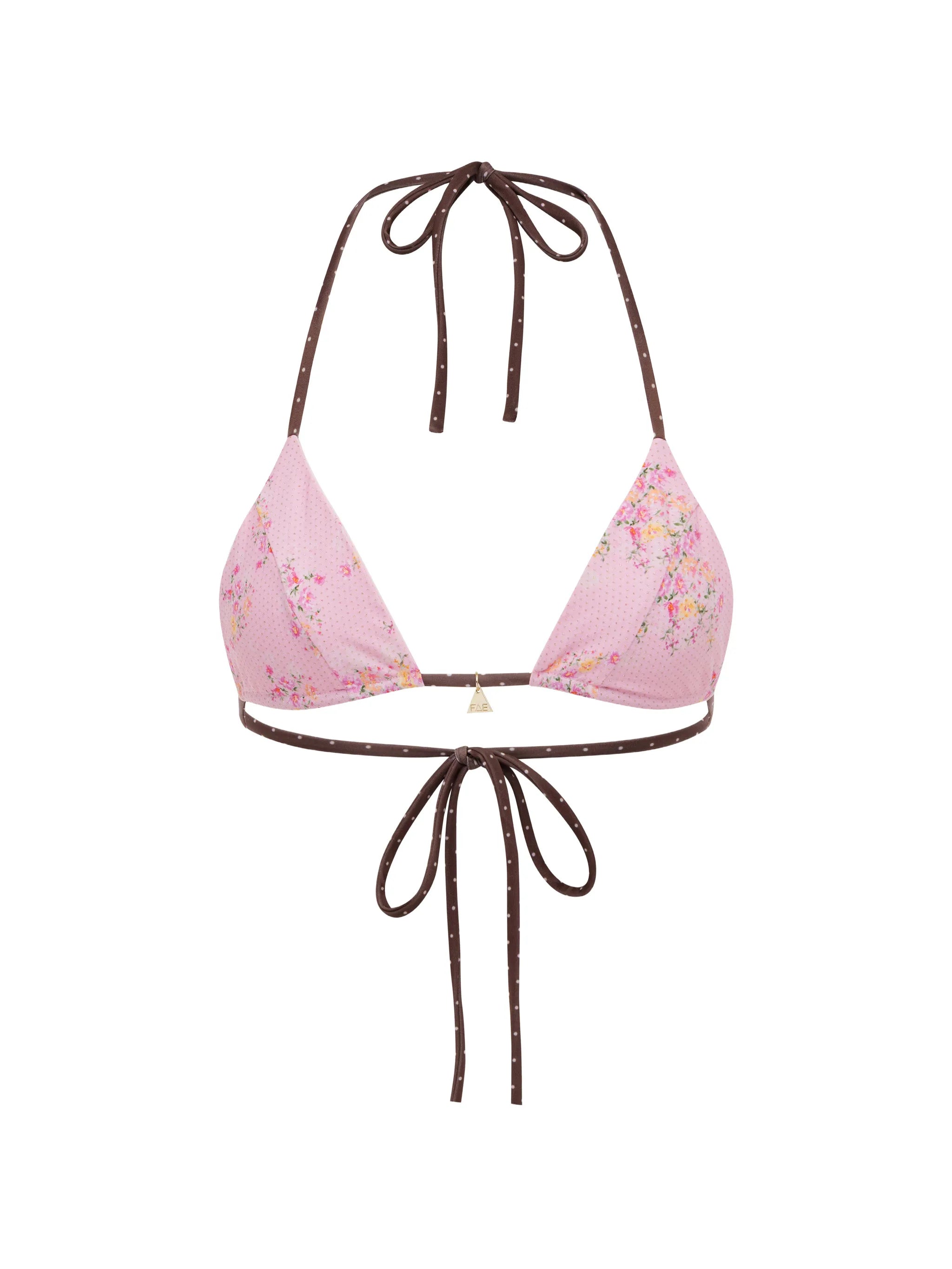Honey reversible floral-print bikini top