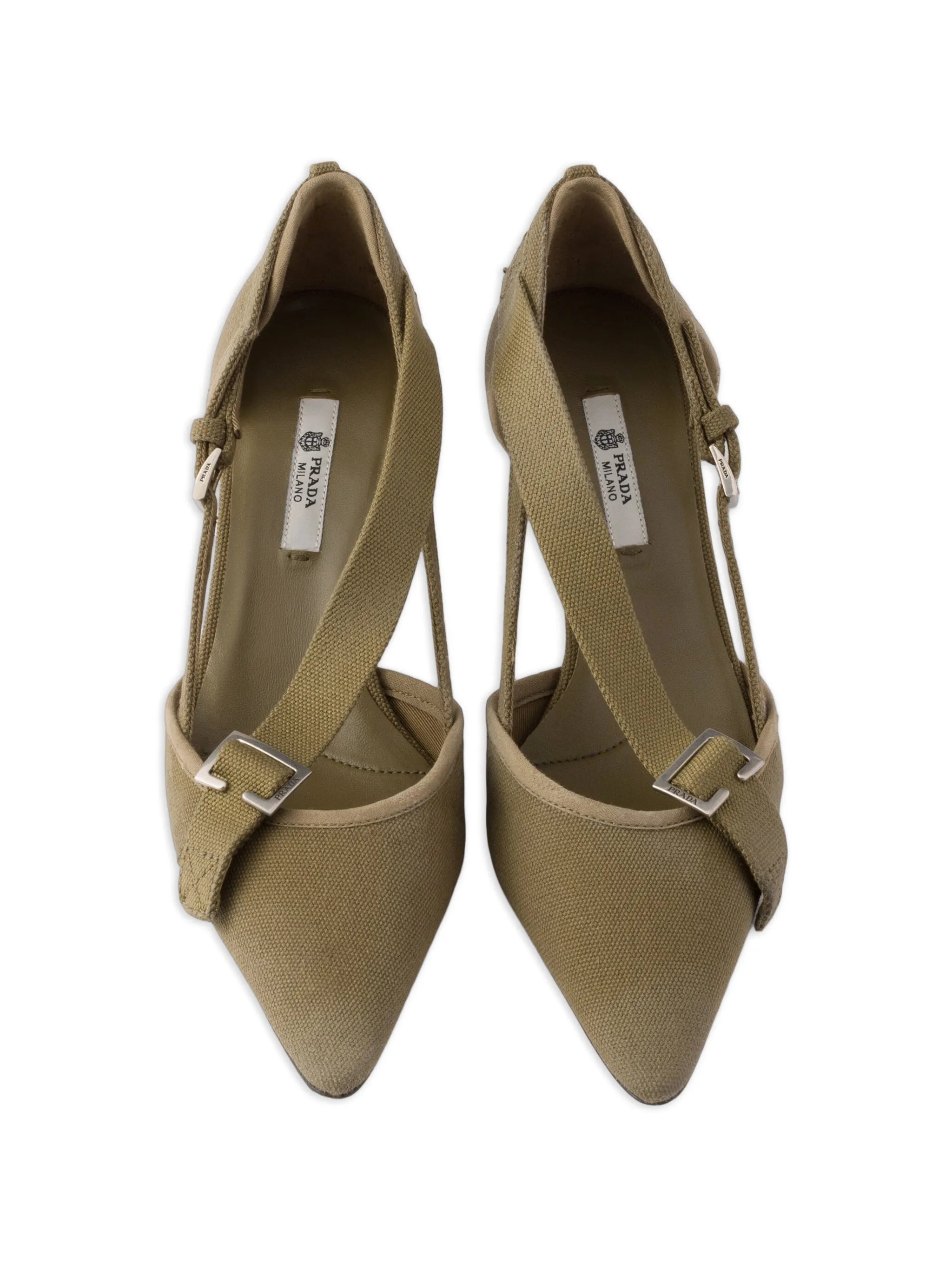 point-toe canvas heeled pumps