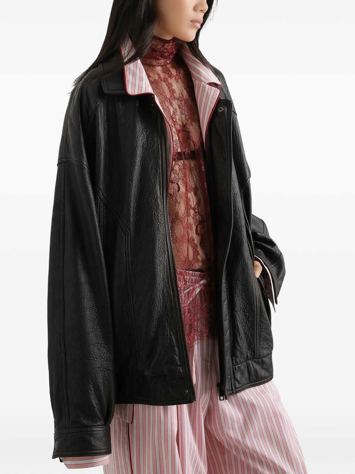 single-breasted leather jacket