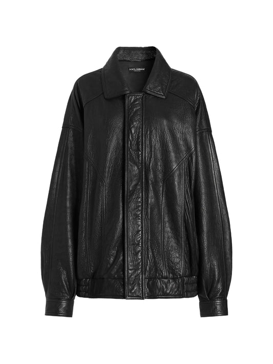 single-breasted leather jacket