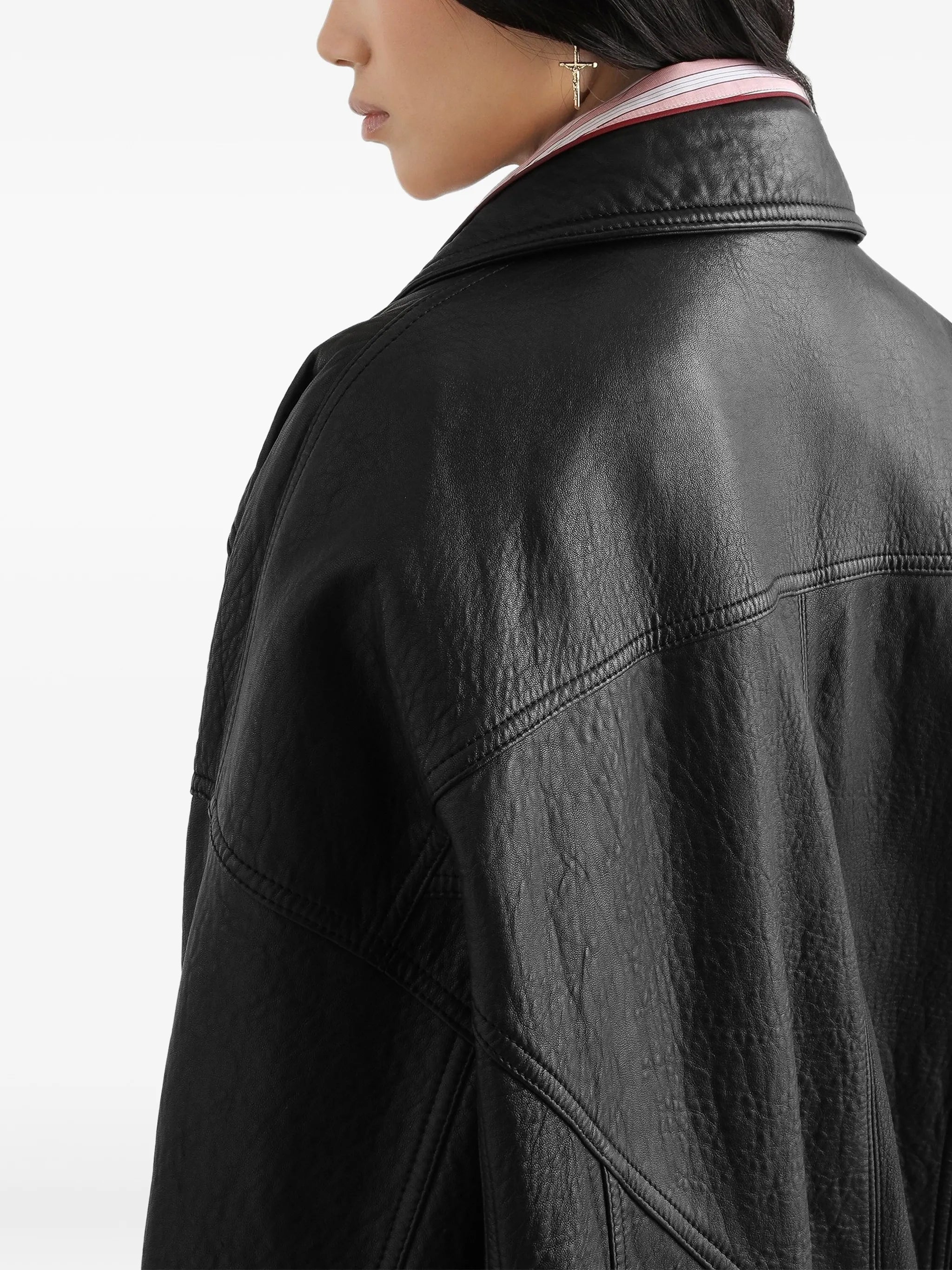 single-breasted leather jacket