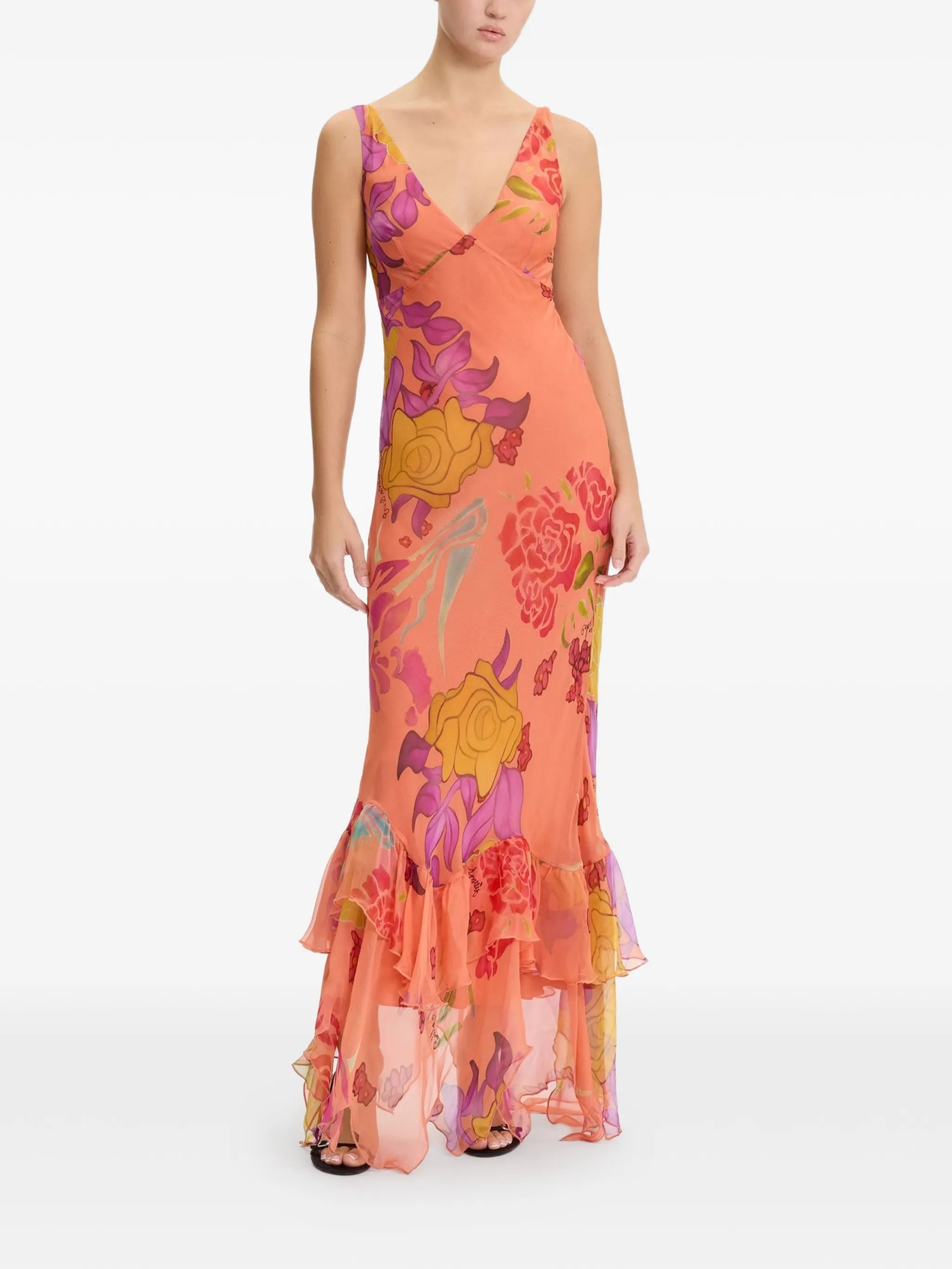 Guava Flores silk long dress