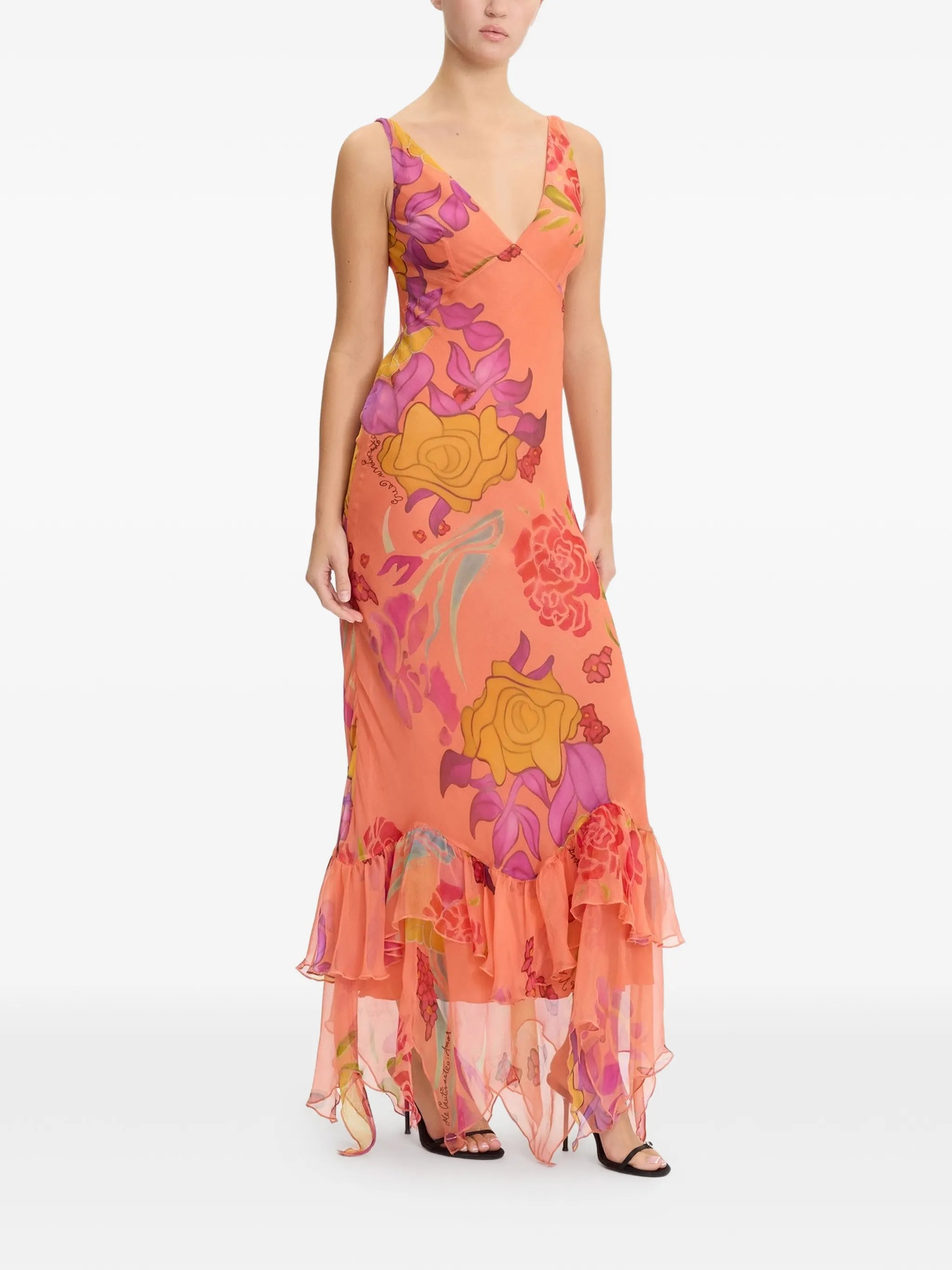 Guava Flores silk long dress