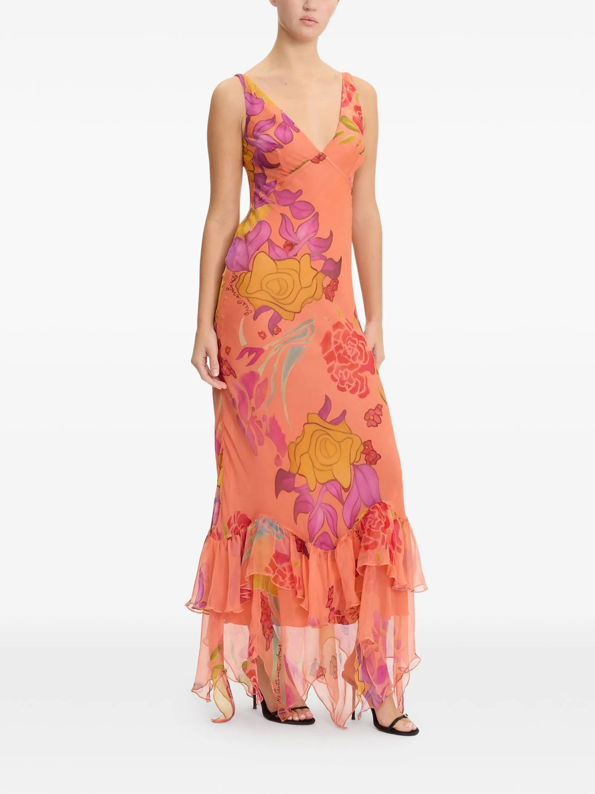 Guava Flores silk long dress