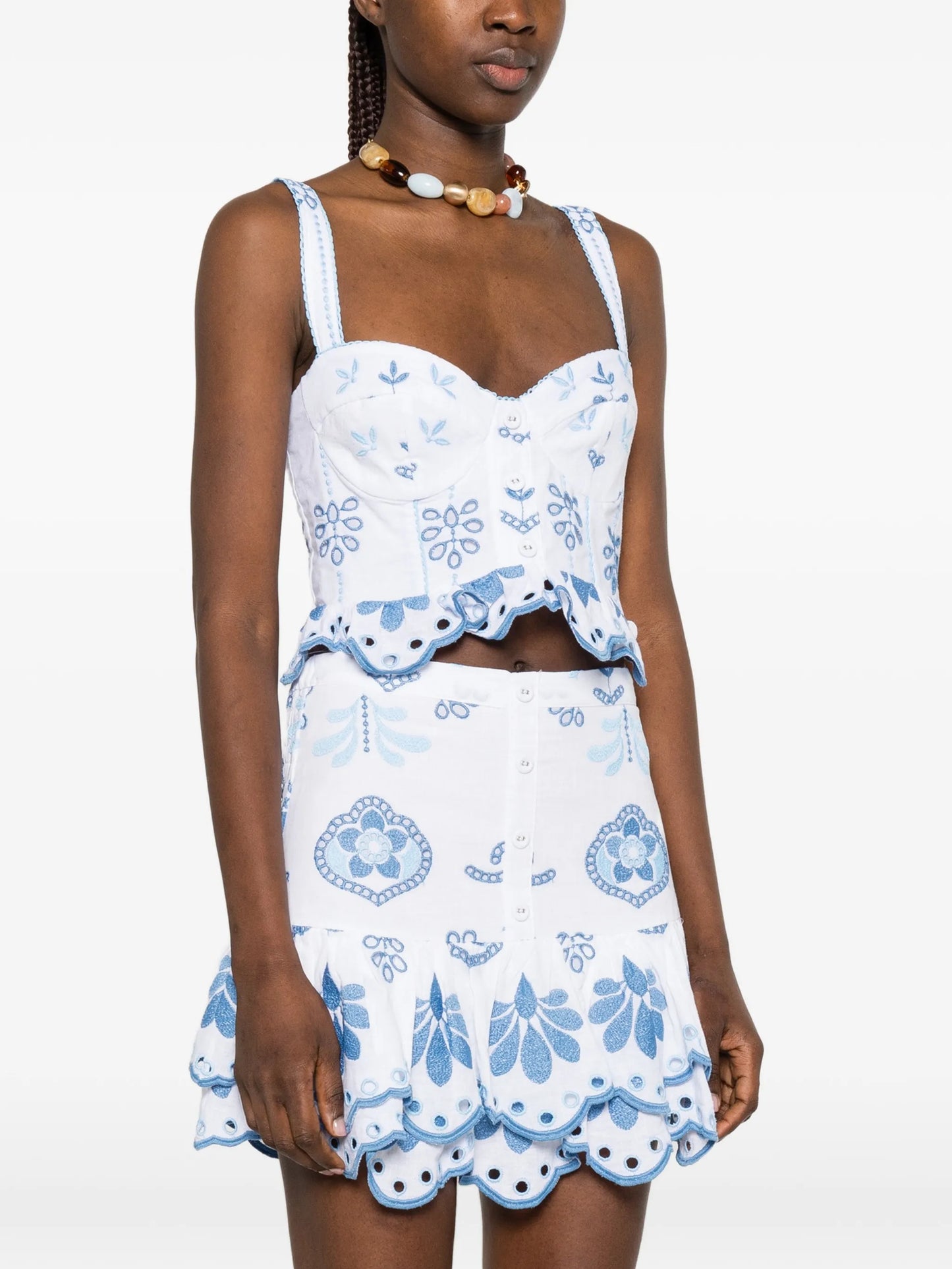 Zia floral-embroidered top