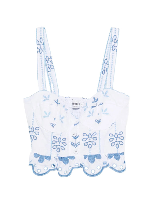 Zia floral-embroidered top