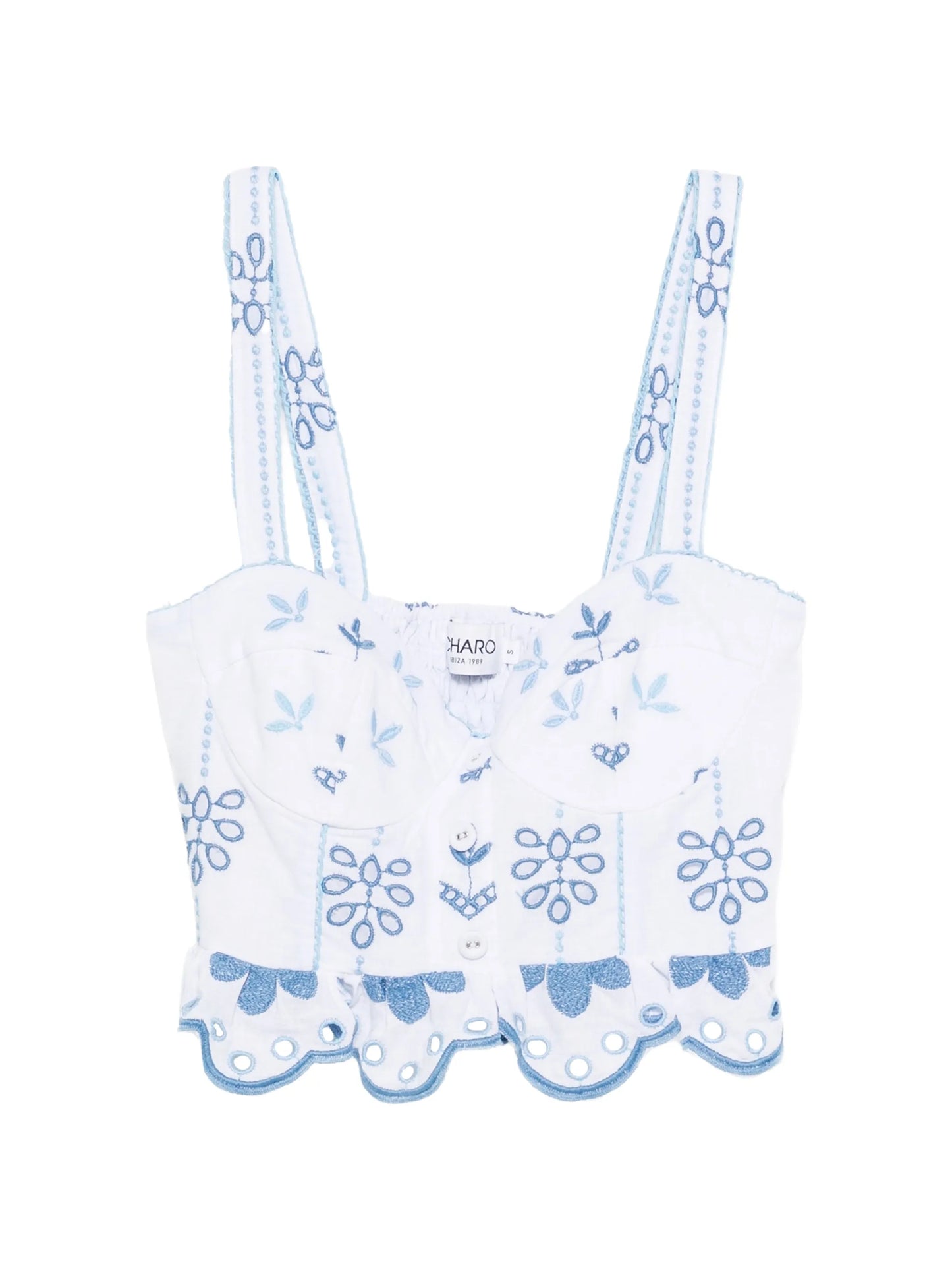 Zia floral-embroidered top