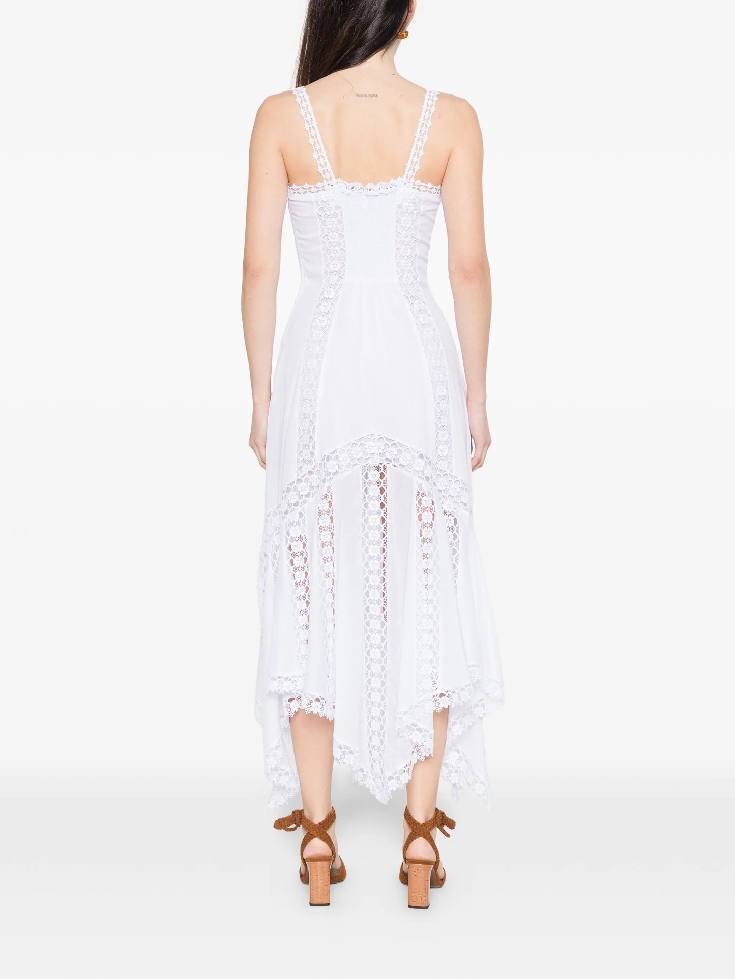 Blossel asymmetric-hem midi dress