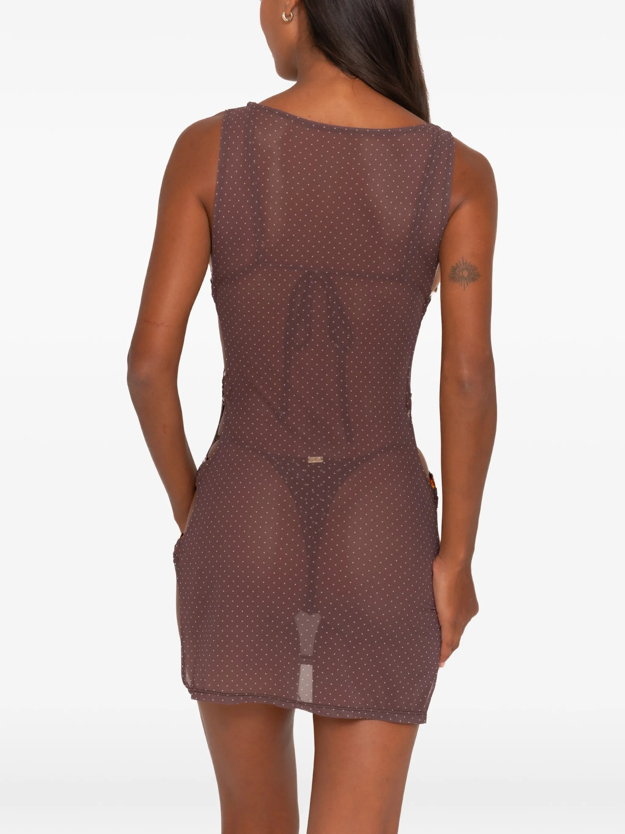Moana polka-dot cut-out mini dress