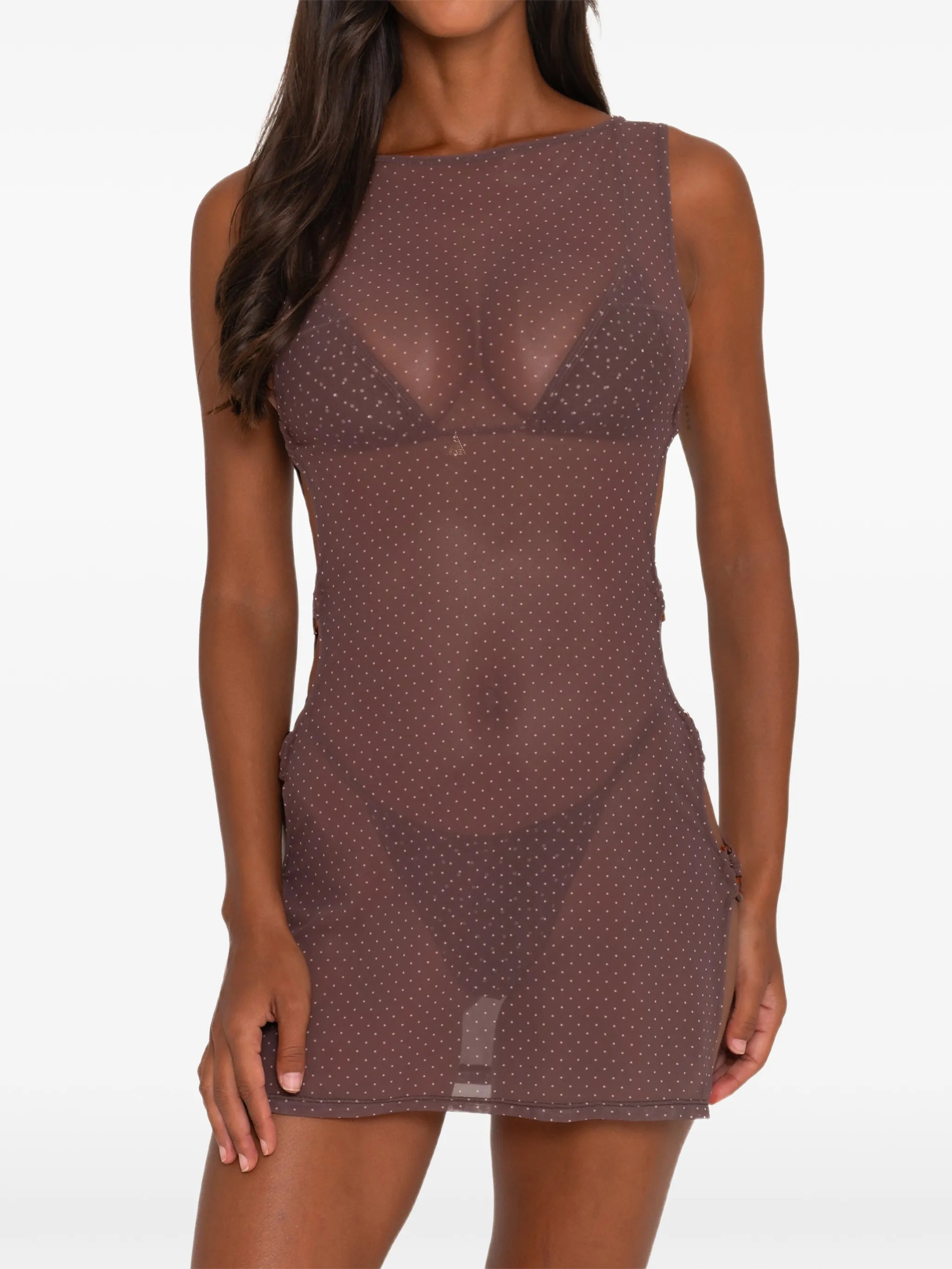 Moana polka-dot cut-out mini dress