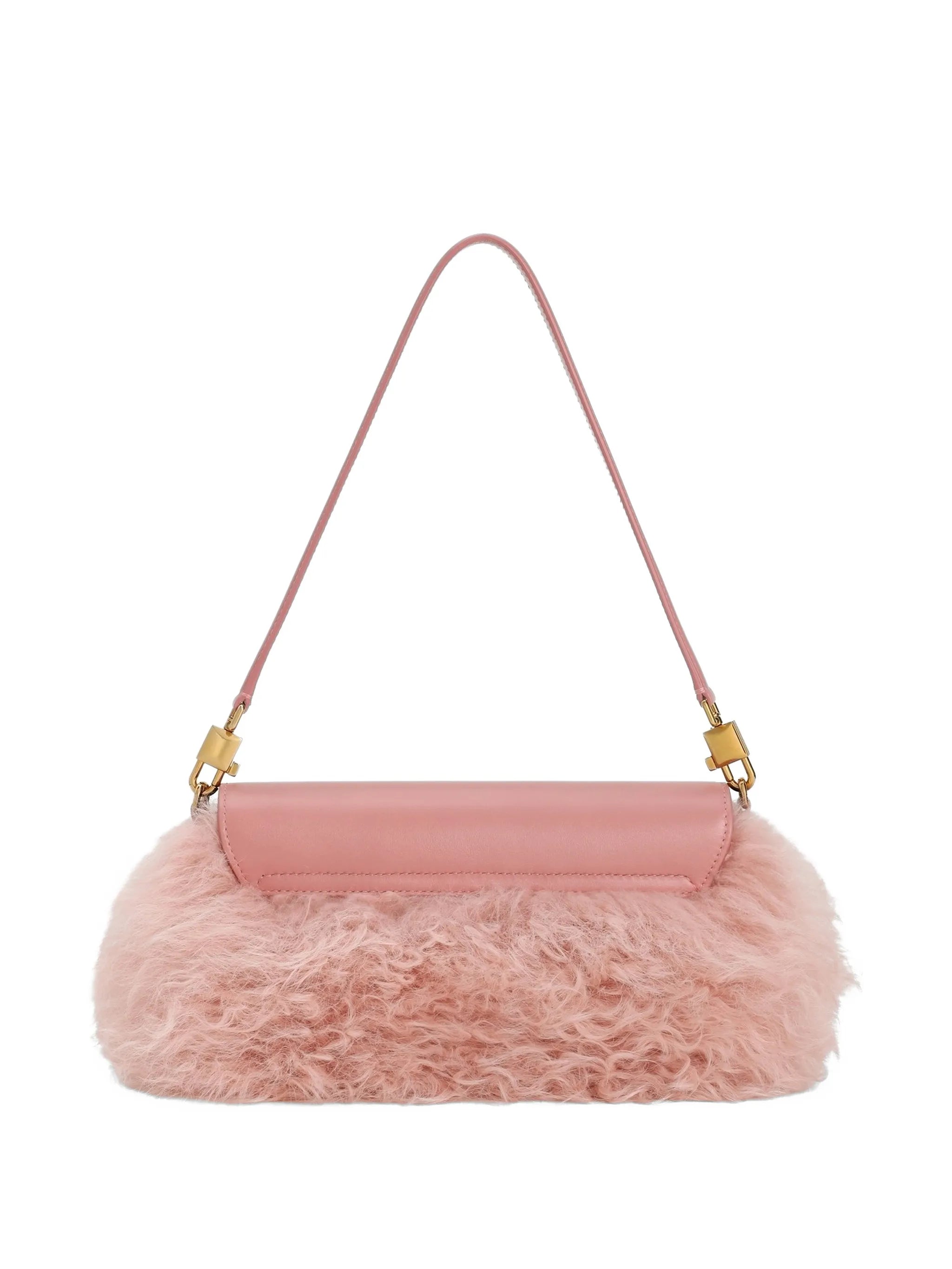 Marlene shearling and palmellato calfskin shoulder bag