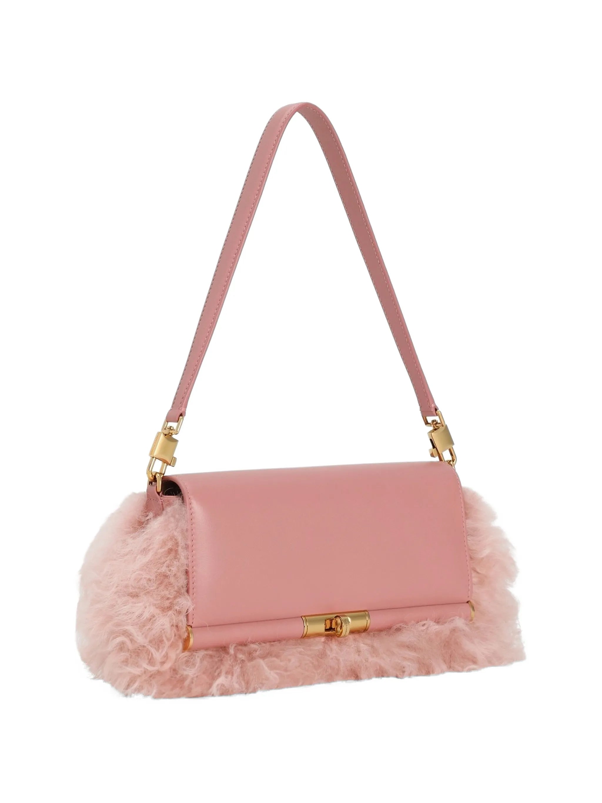 Marlene shearling and palmellato calfskin shoulder bag