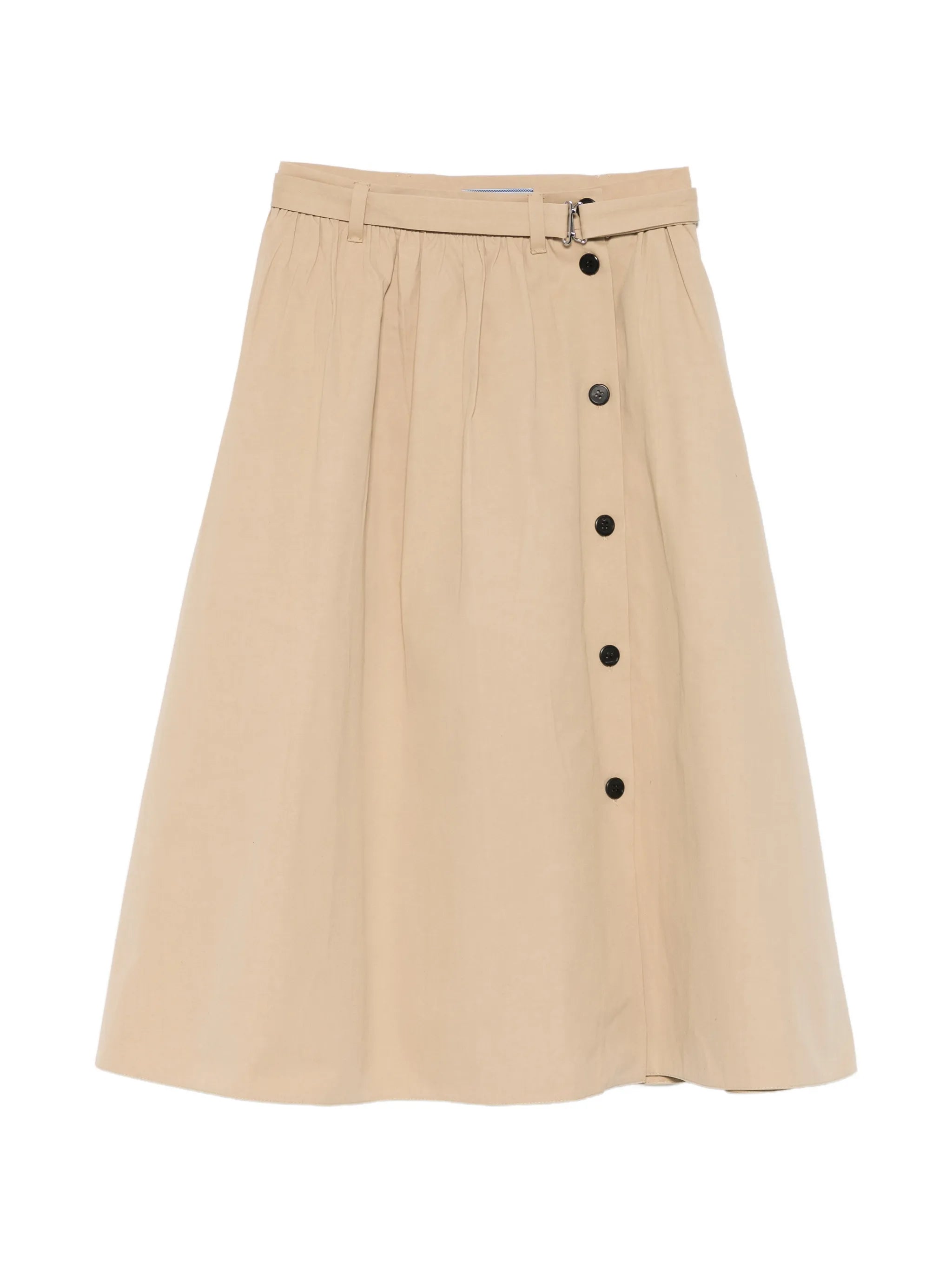 button belted midi skirt