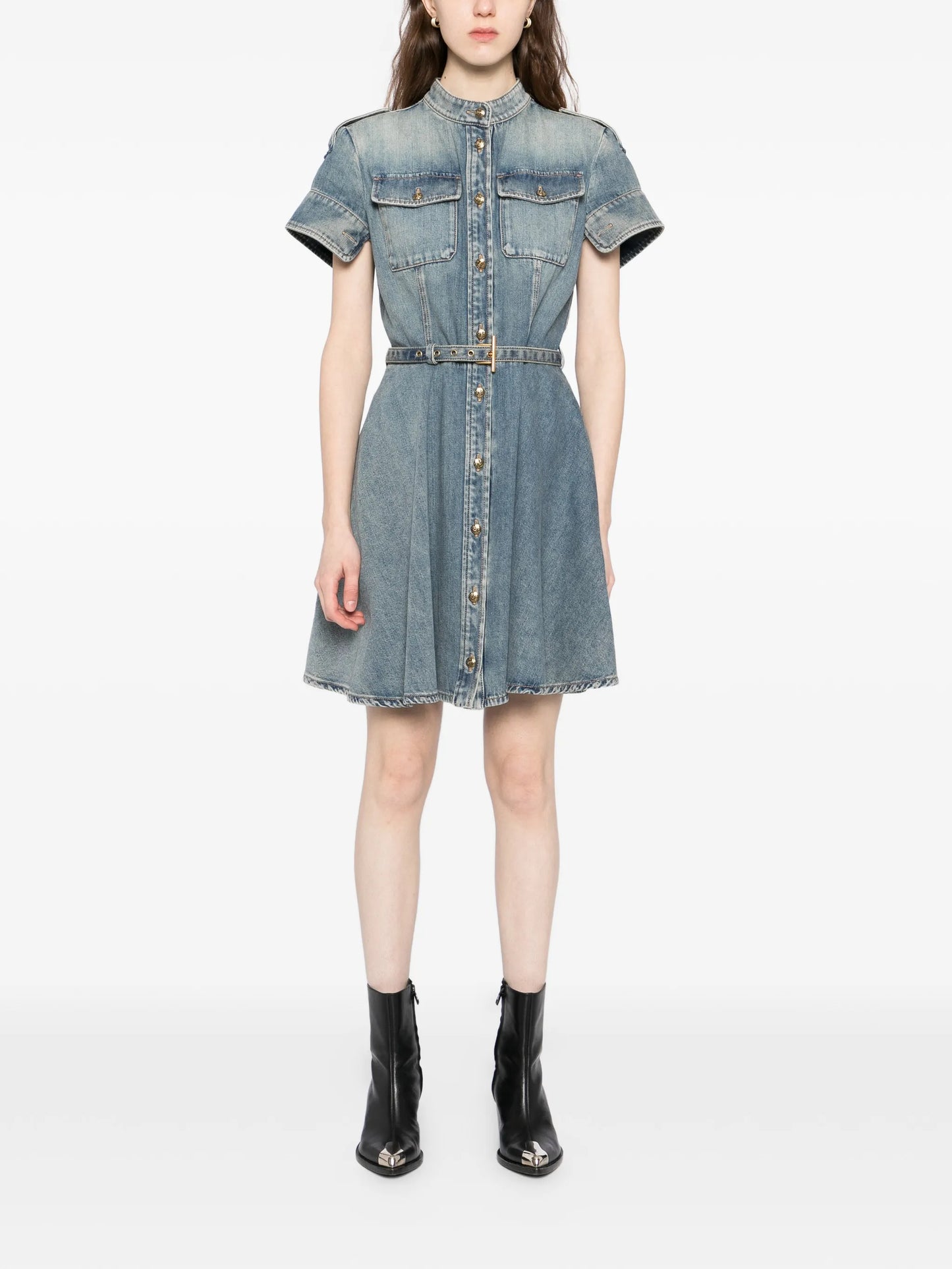 denim mini dress