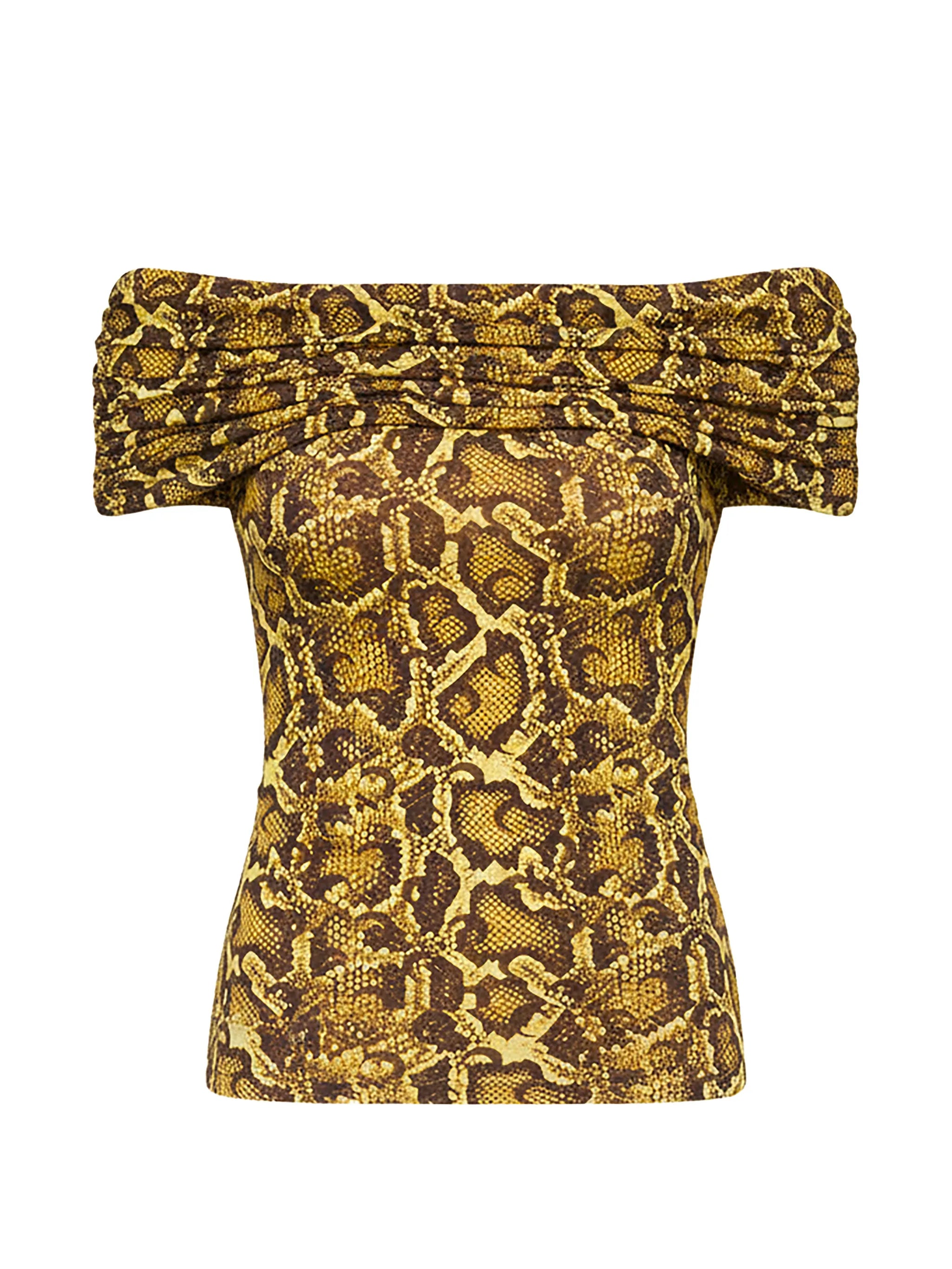 draped python-printed blouse