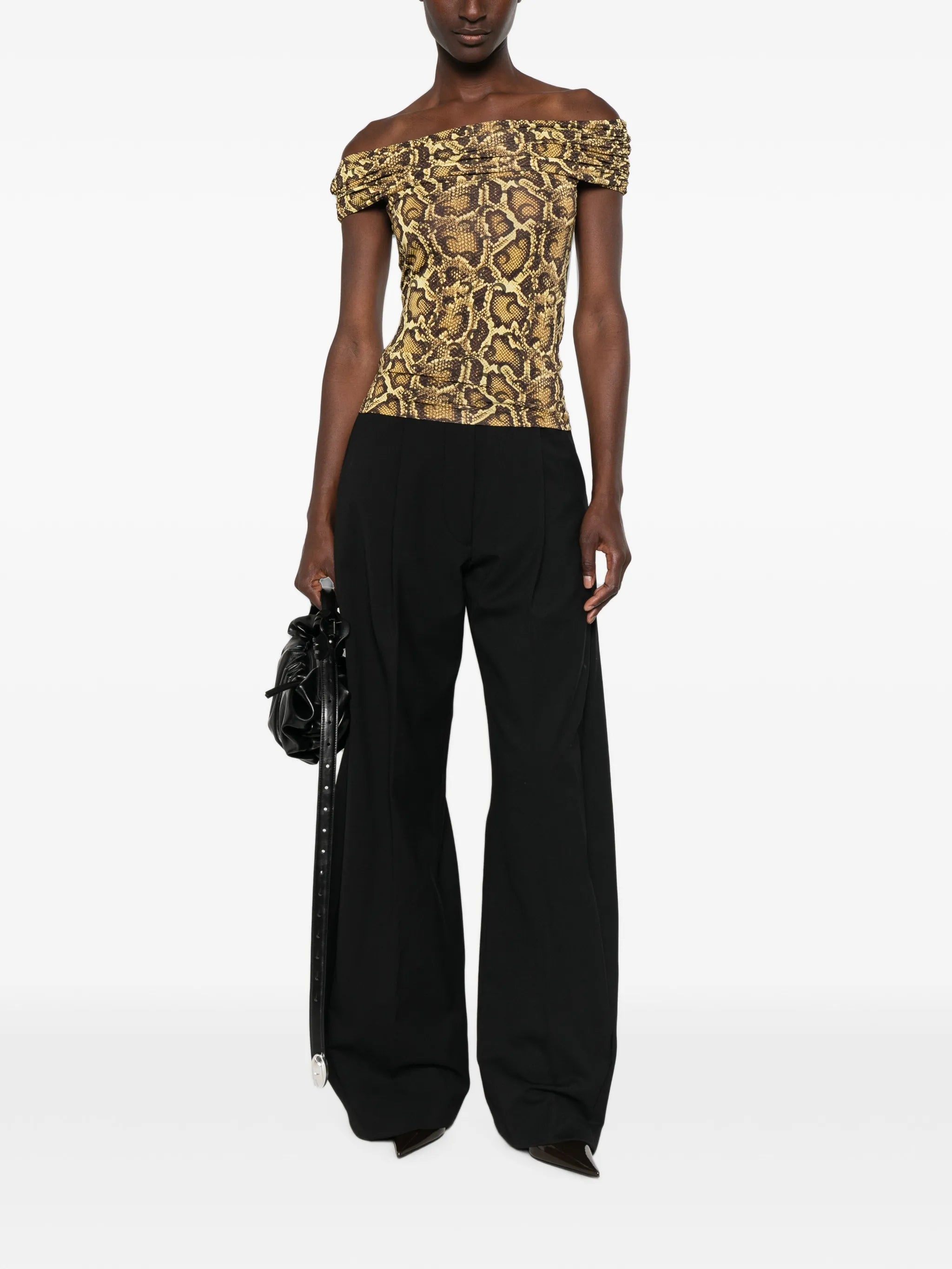 draped python-printed top