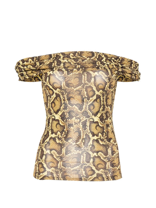 draped python-printed top