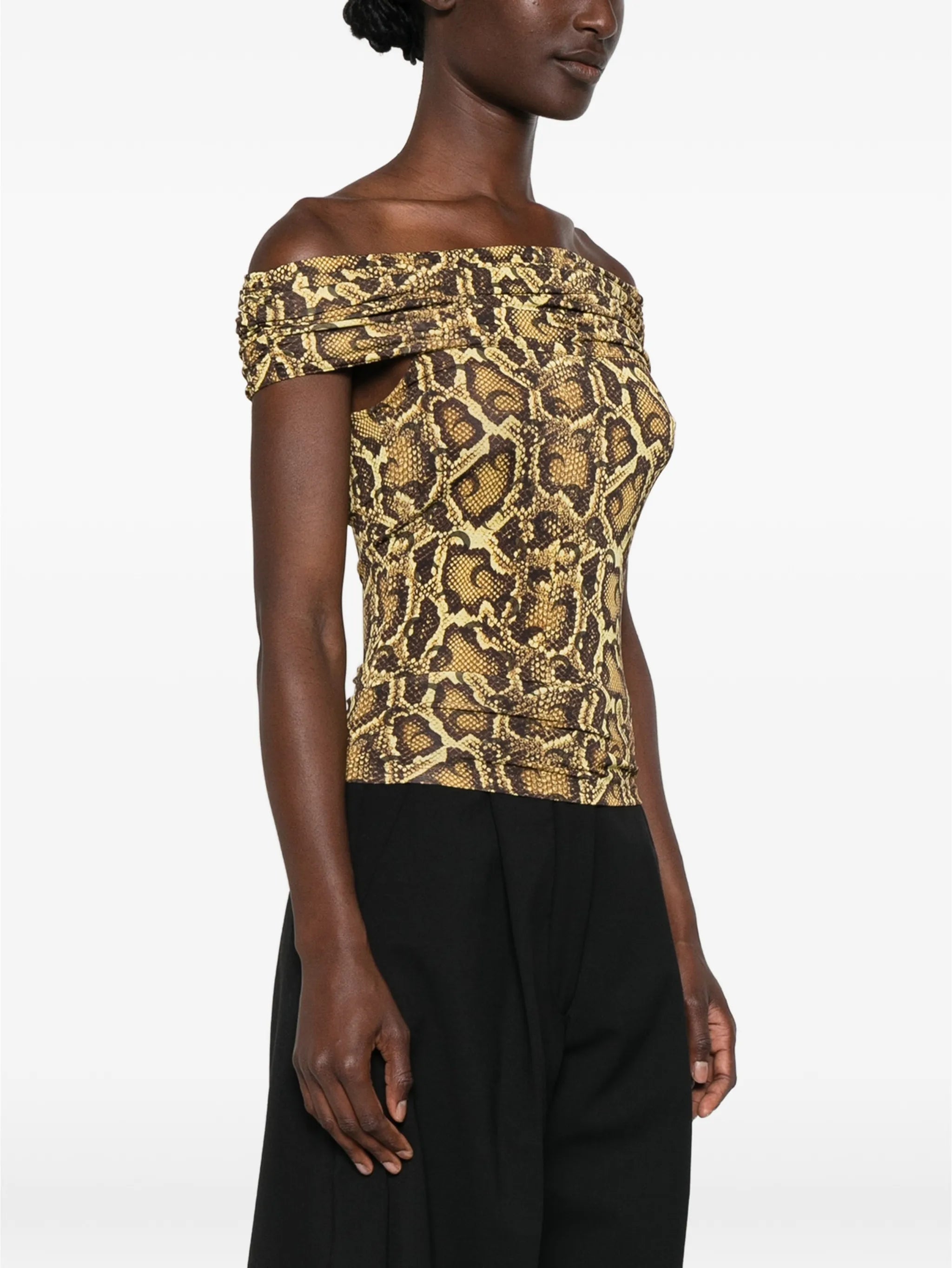 draped python-printed top