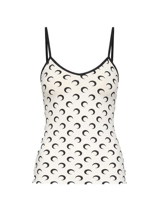 Moon printed jersey straps top