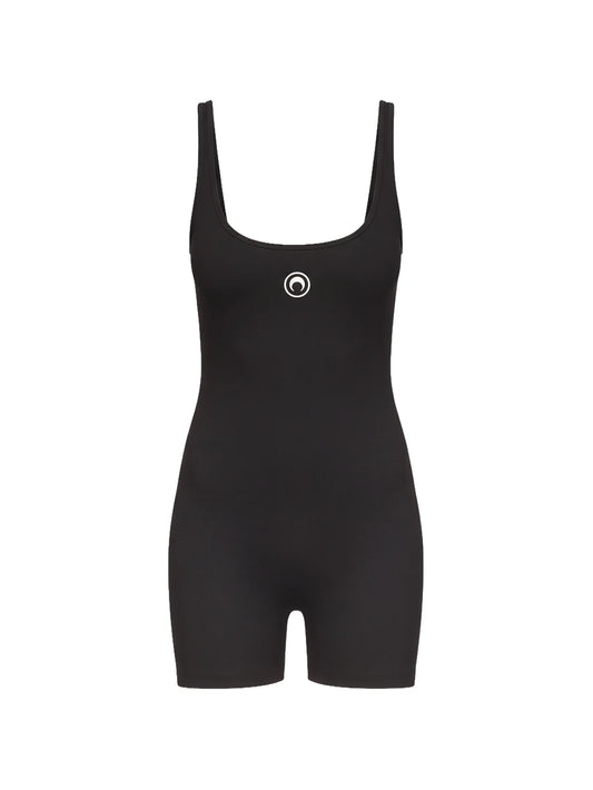 logo ribbed short catsuit