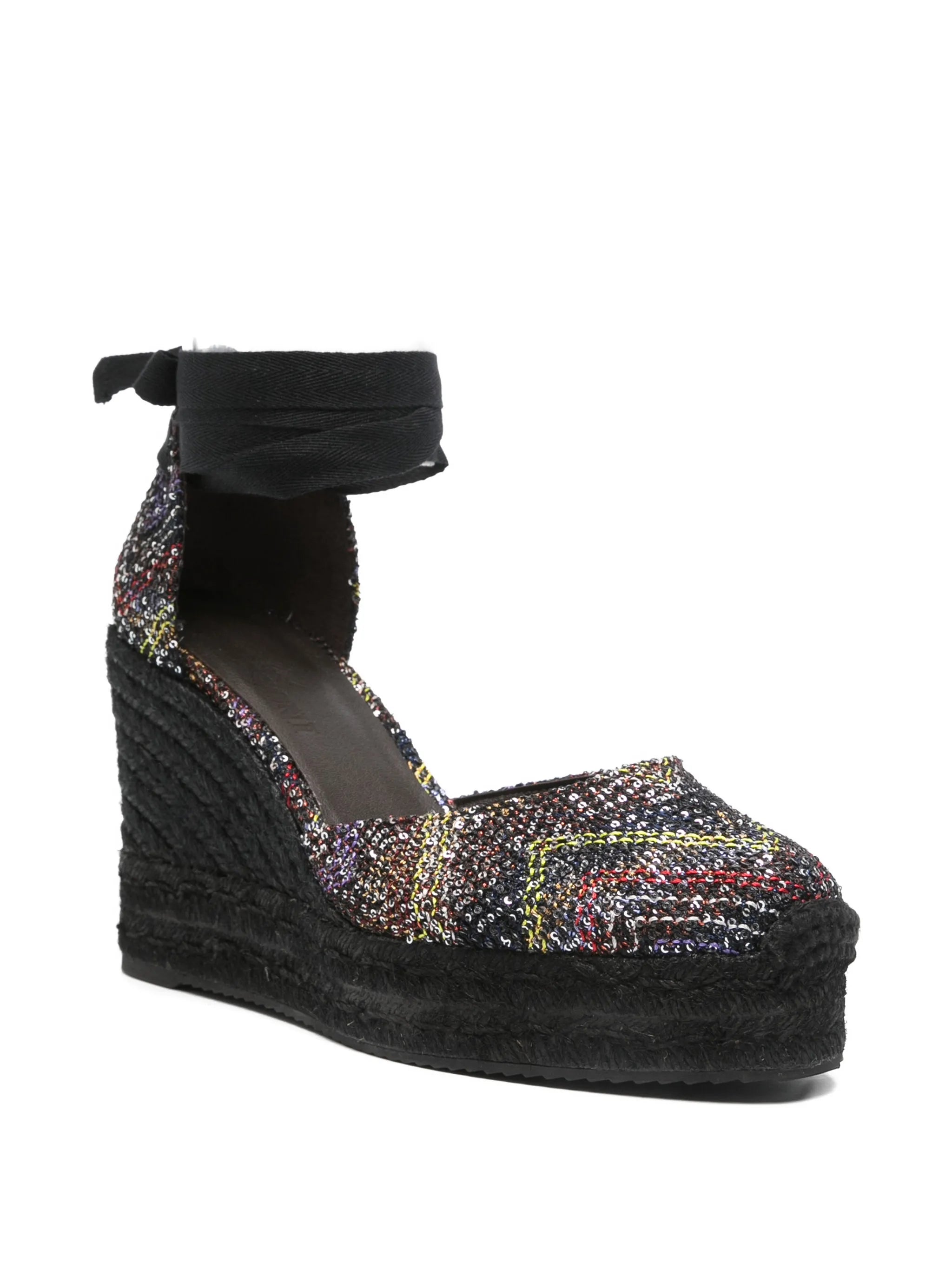 sequined wedge-heel espadrilles
