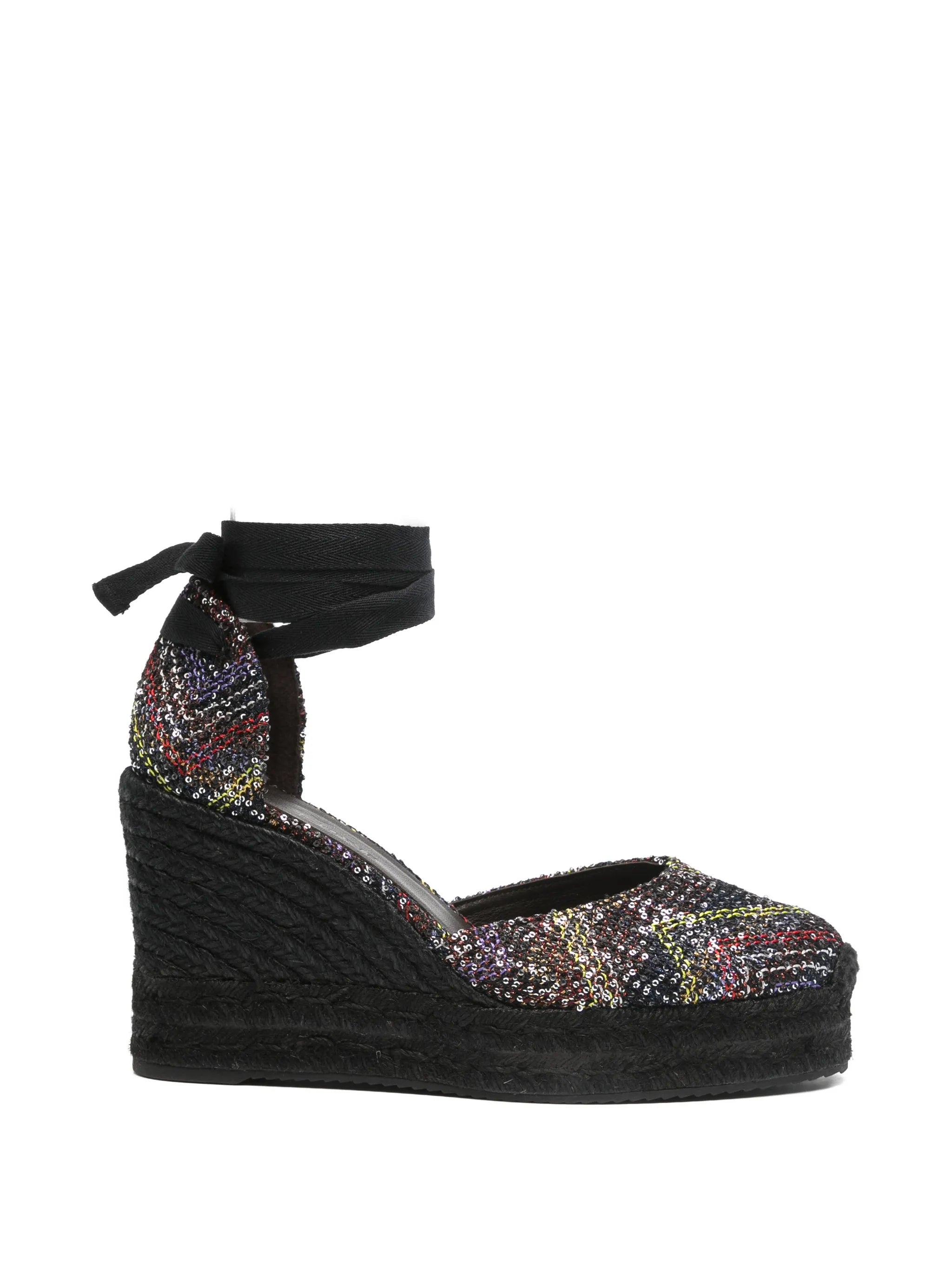 sequined wedge-heel espadrilles