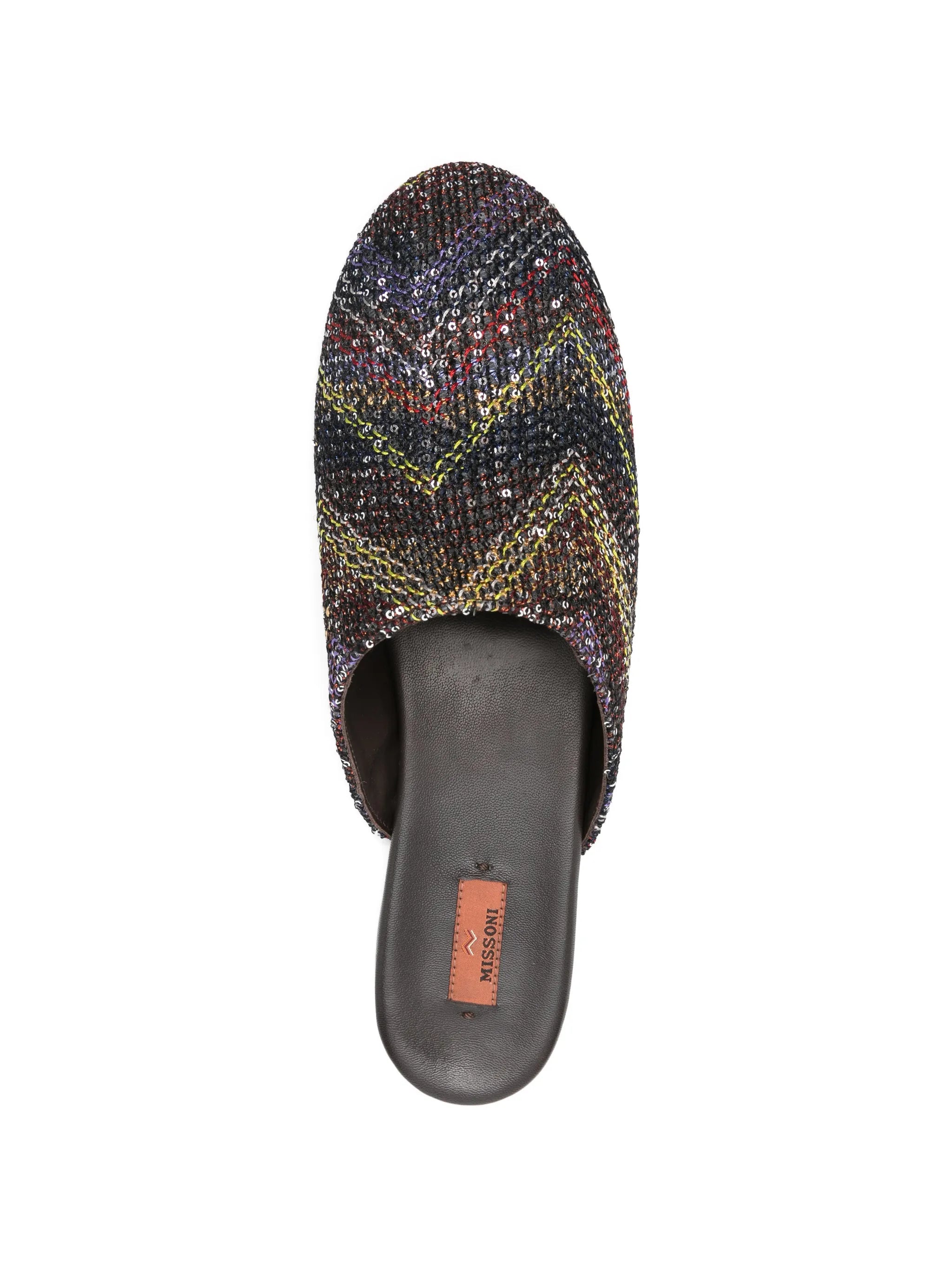 sequined flat mules