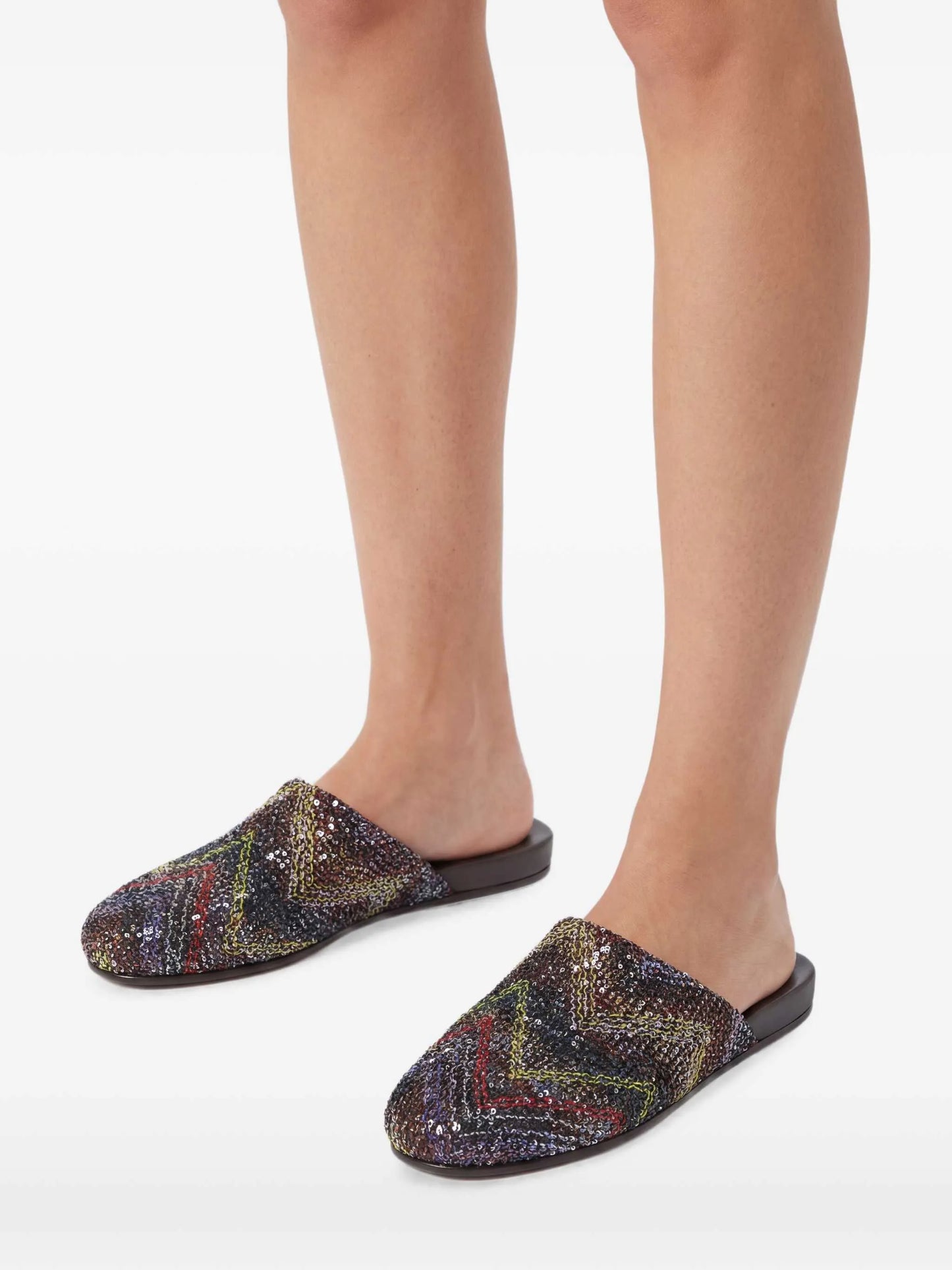 sequined flat mules