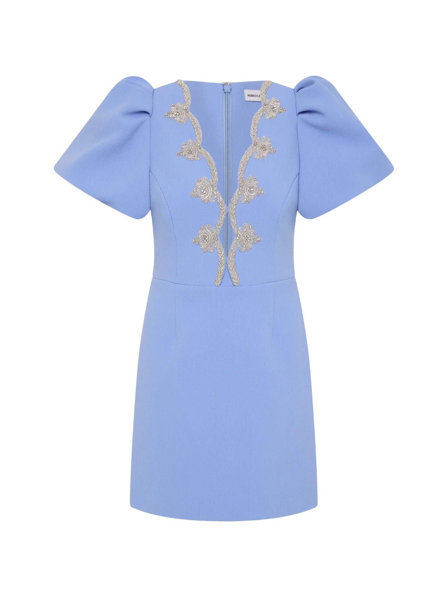 puff sleeve embellished dress