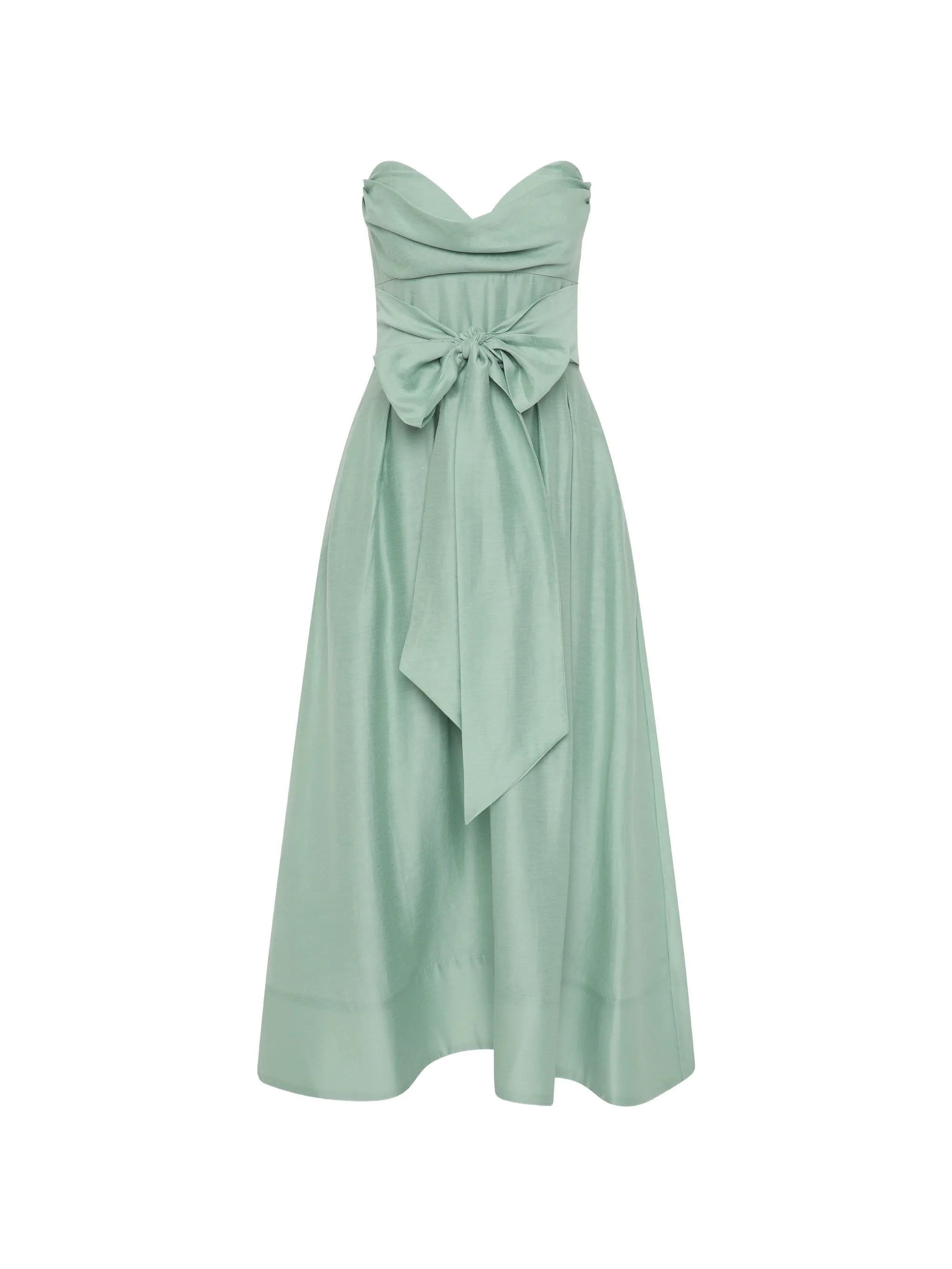 Serenity strapless bow midi dress