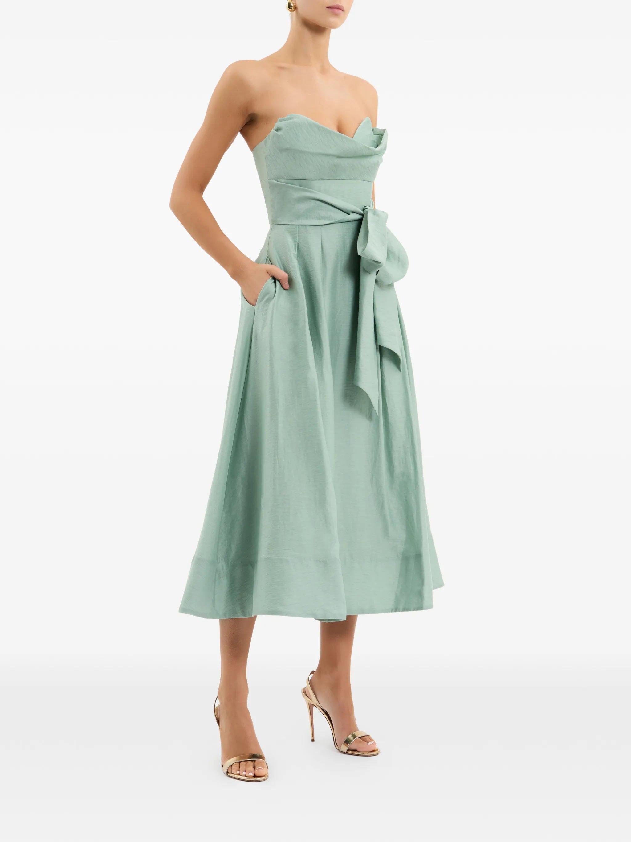 Serenity strapless bow midi dress