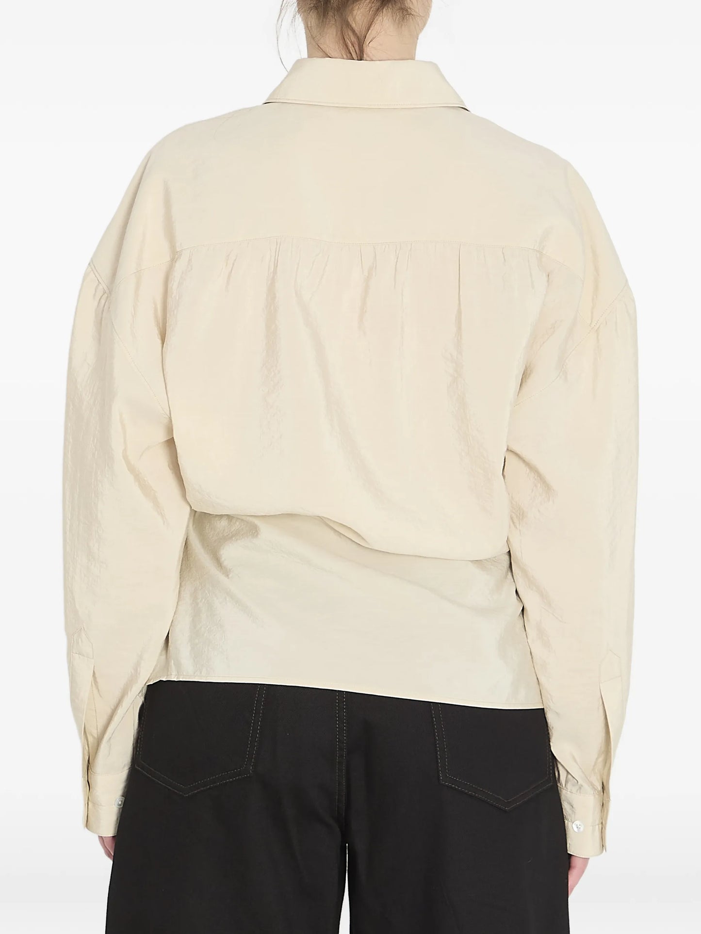 straight-collar twisted shirt