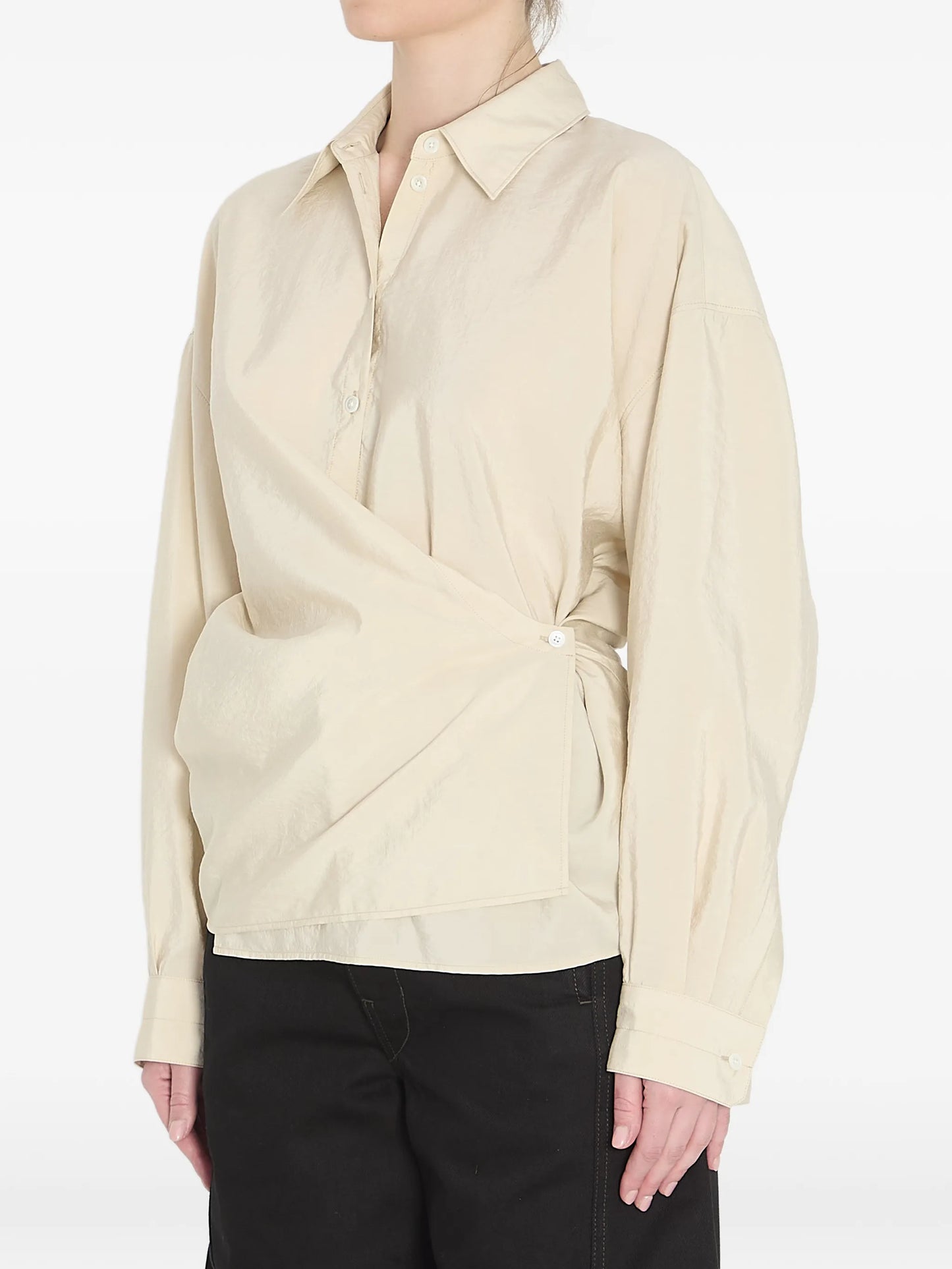 straight-collar twisted shirt