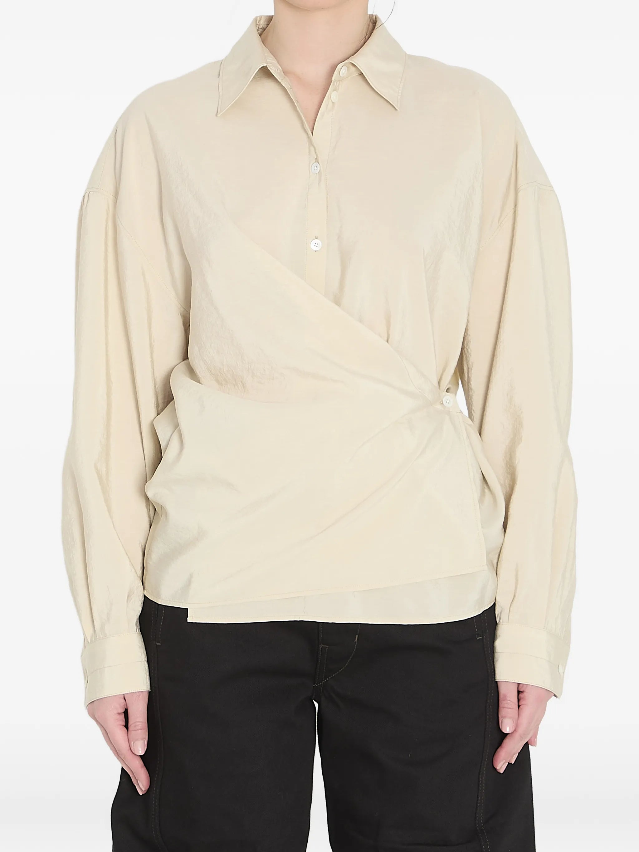 straight-collar twisted shirt