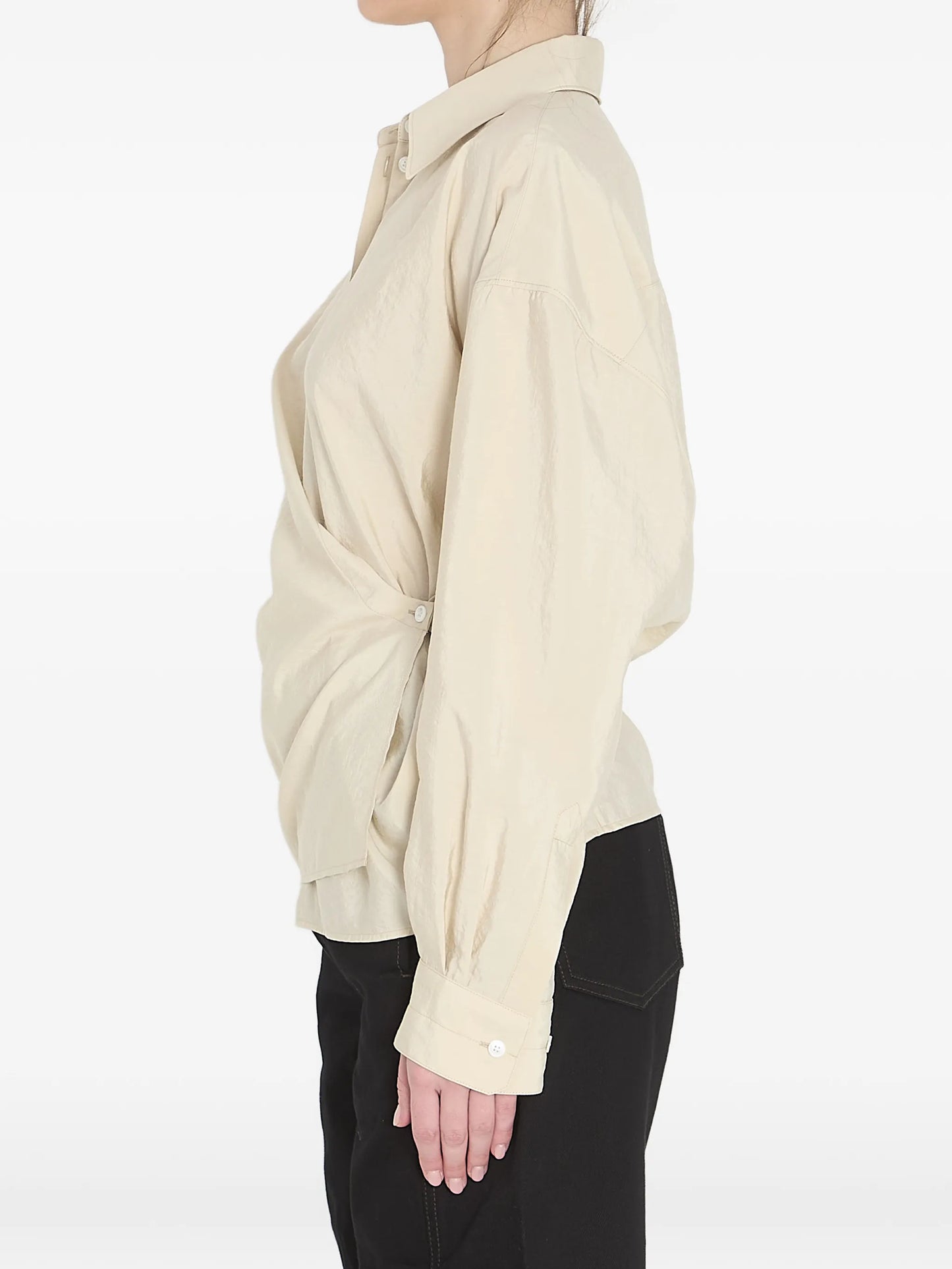 straight-collar twisted shirt