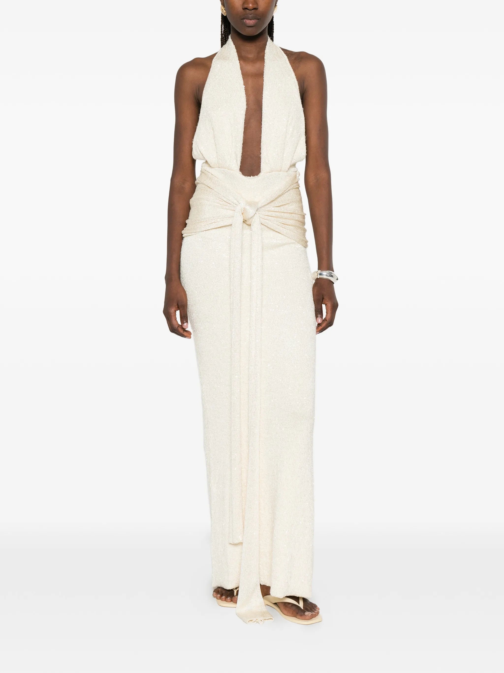 Sereia knotted-waist maxi dress