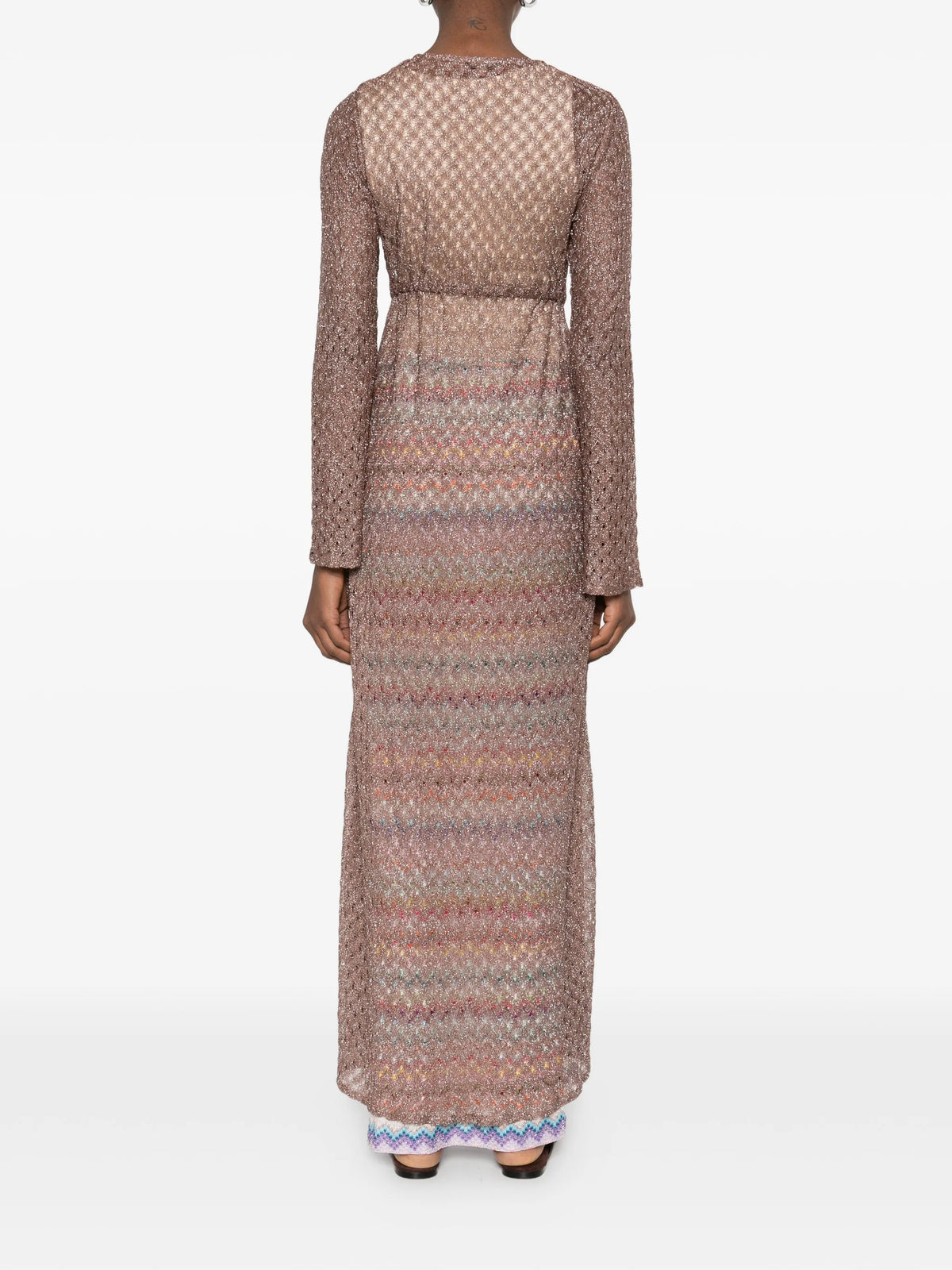 long cardigan in lamé with spiderweb motif