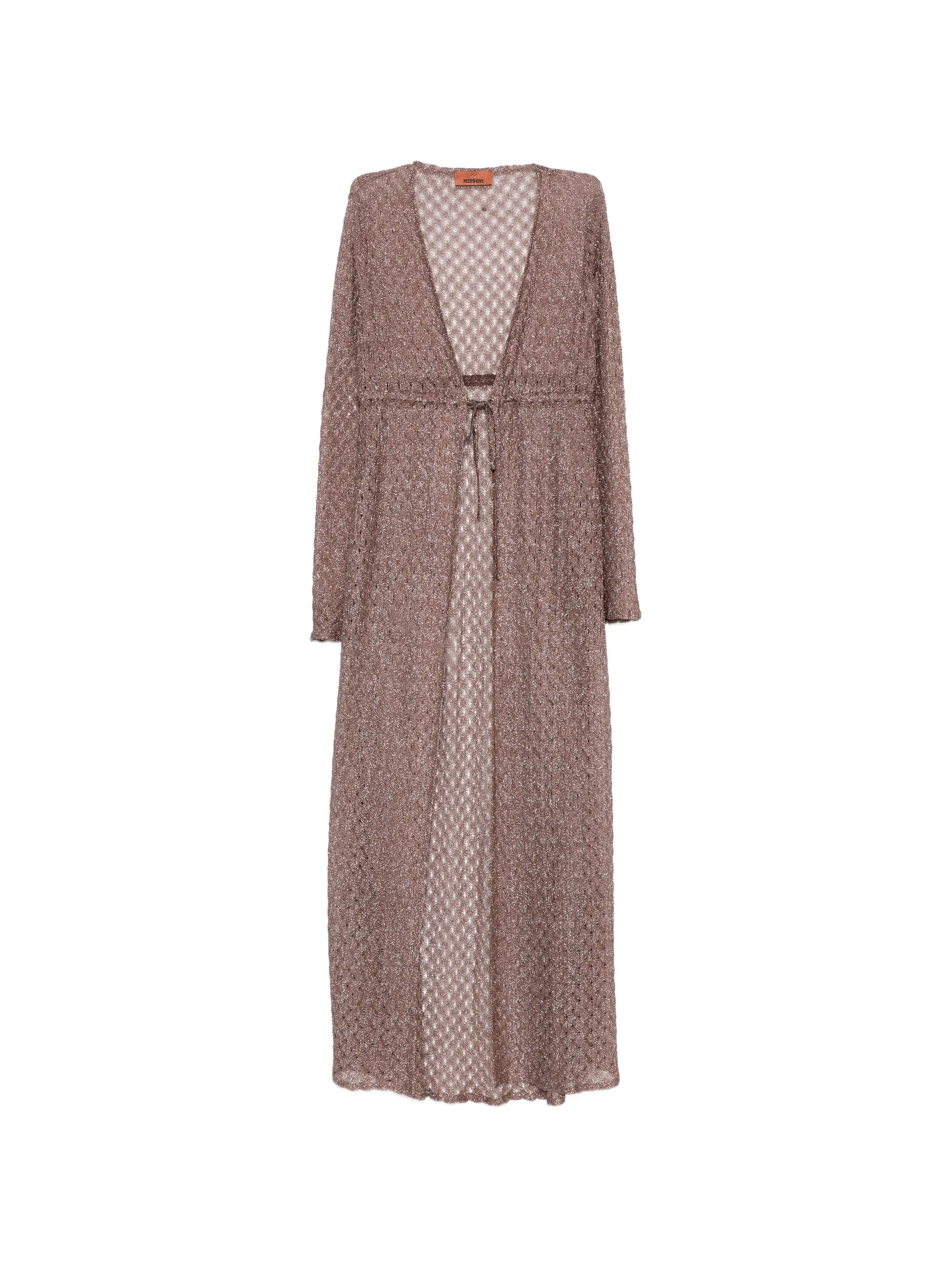 long cardigan in lamé with spiderweb motif