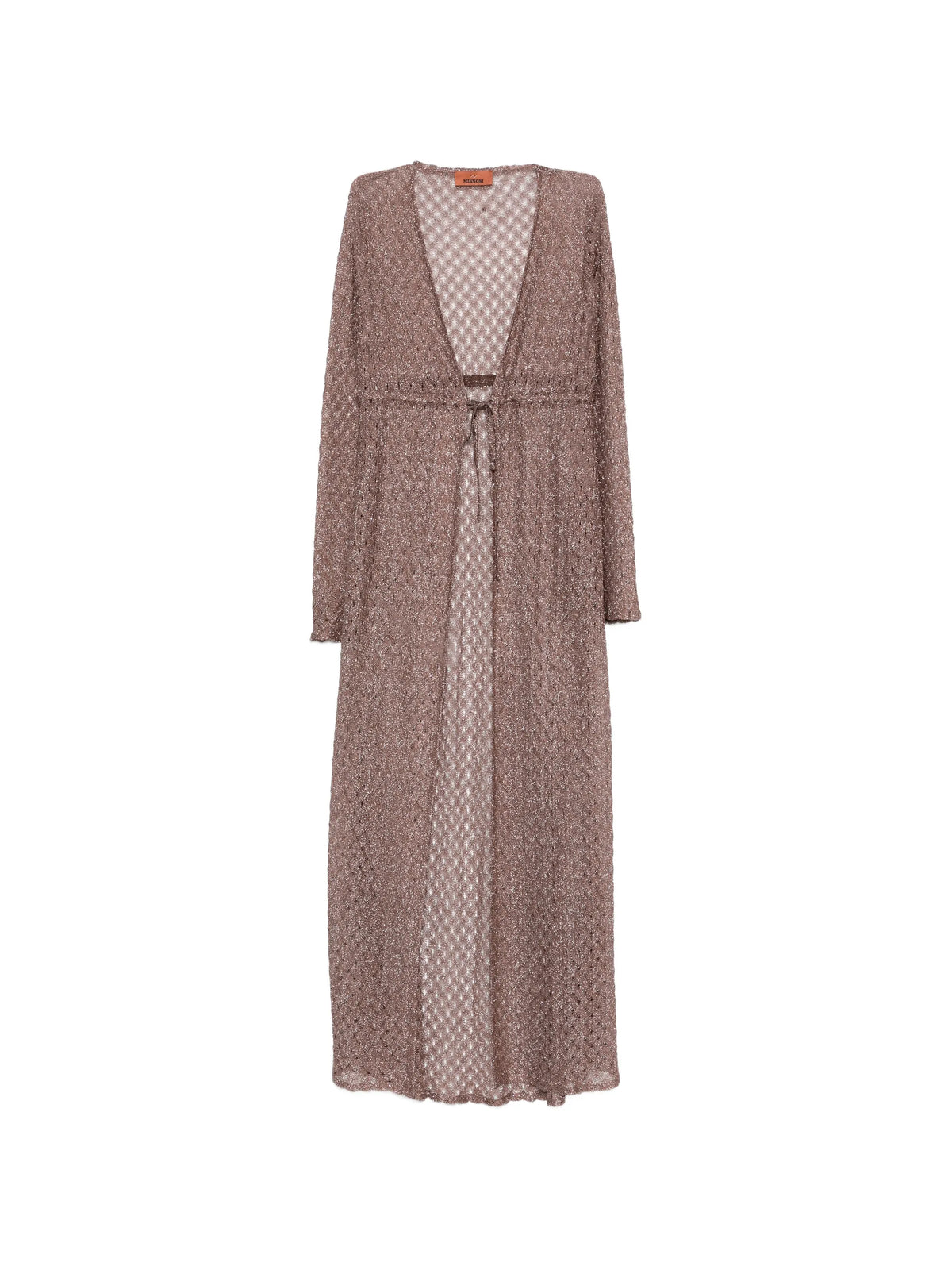 long cardigan in lamé with spiderweb motif