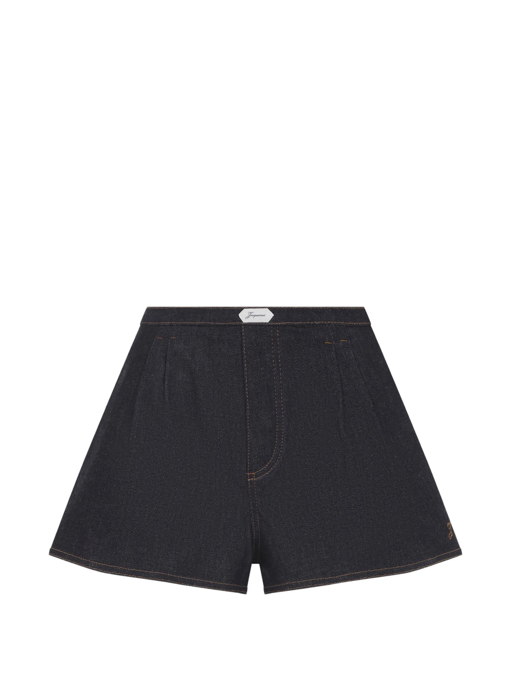 pleated cotton shorts