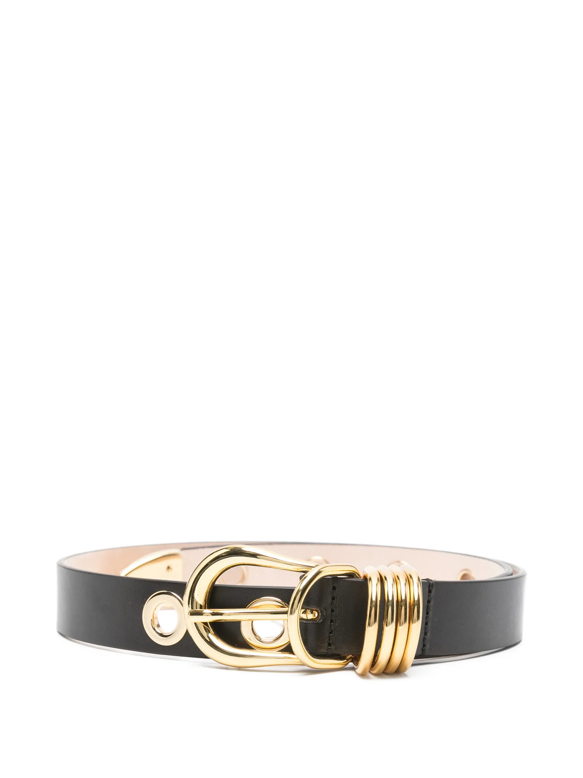 Hollyhock 10 rivet black gold belt