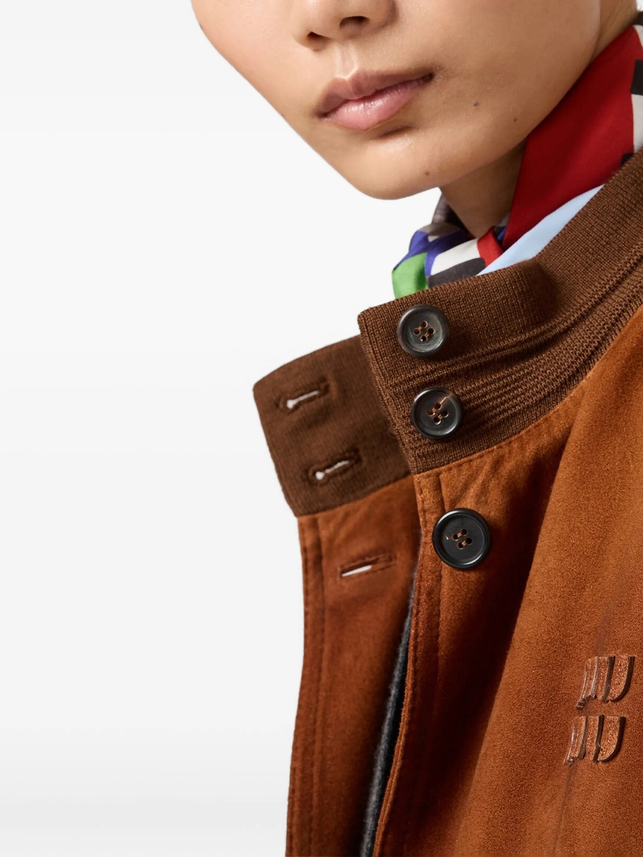 logo-detail suede jacket
